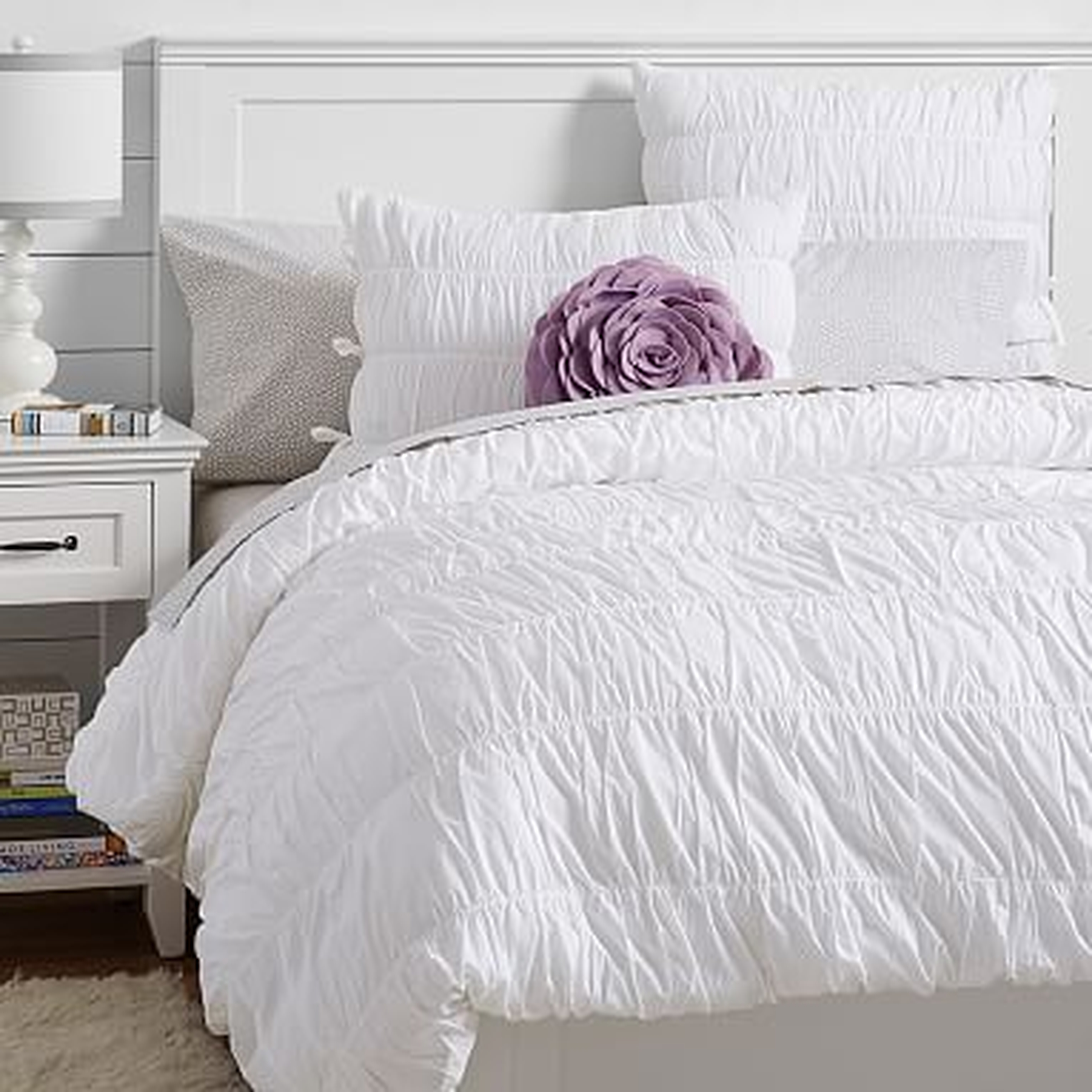 Ruched Duvet Cover, Twin/Twin XL, White - Pottery Barn Teen