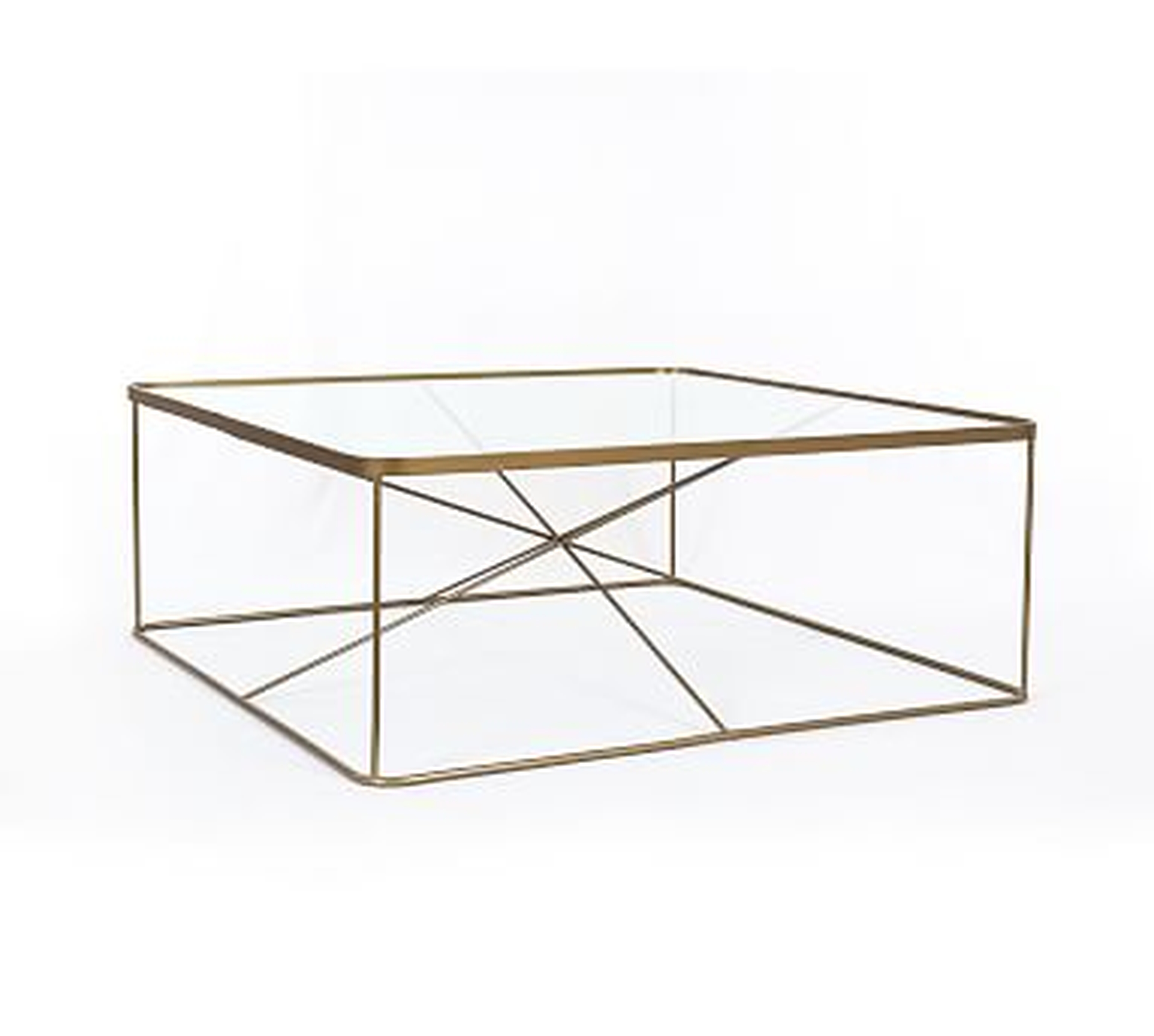 Aiken Square Coffee Table, Antique Brass - Pottery Barn