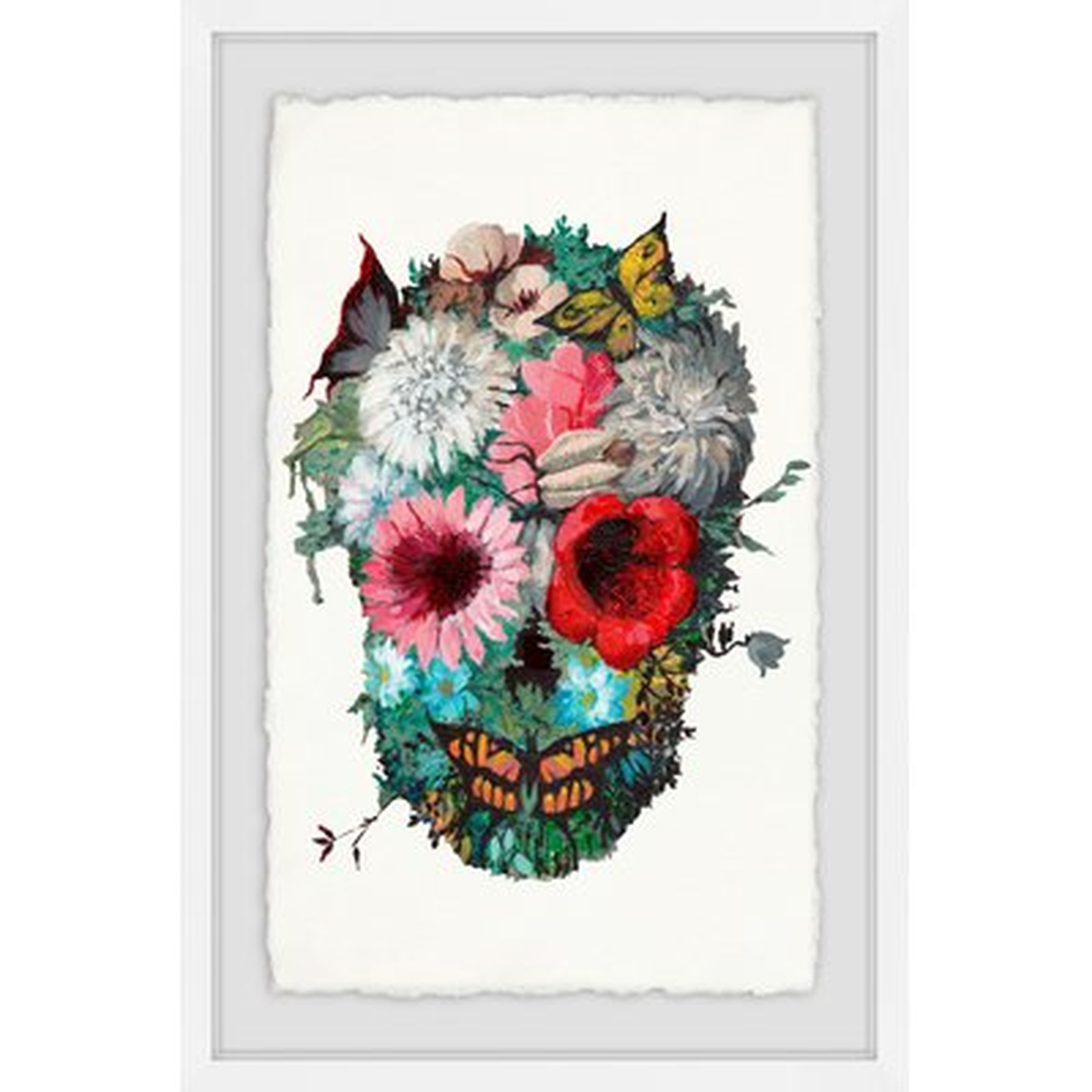 'Vibrant Flower Skull' Framed Acrylic Painting Print - Wayfair