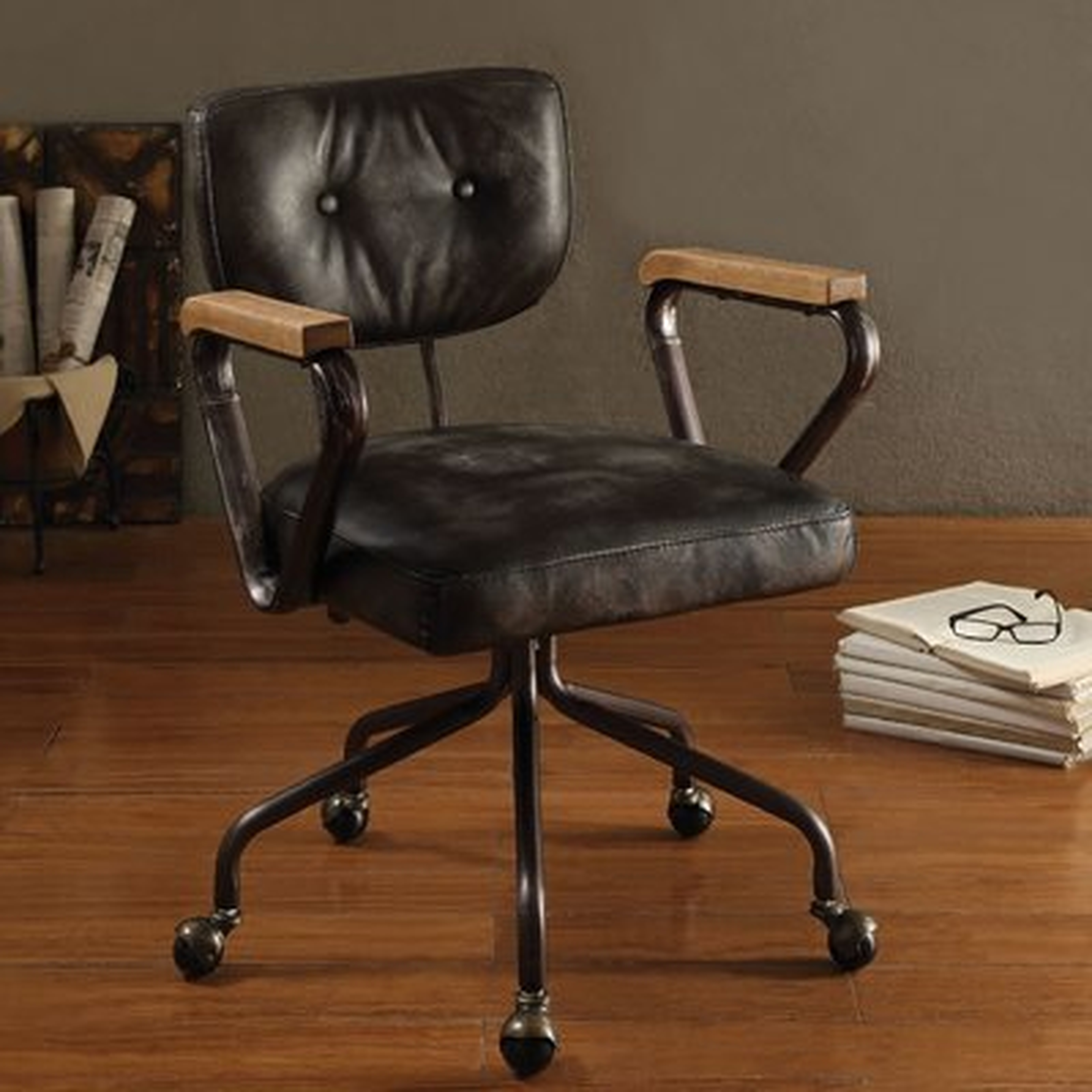 Lipton Genuine Leather Office Chair - Wayfair