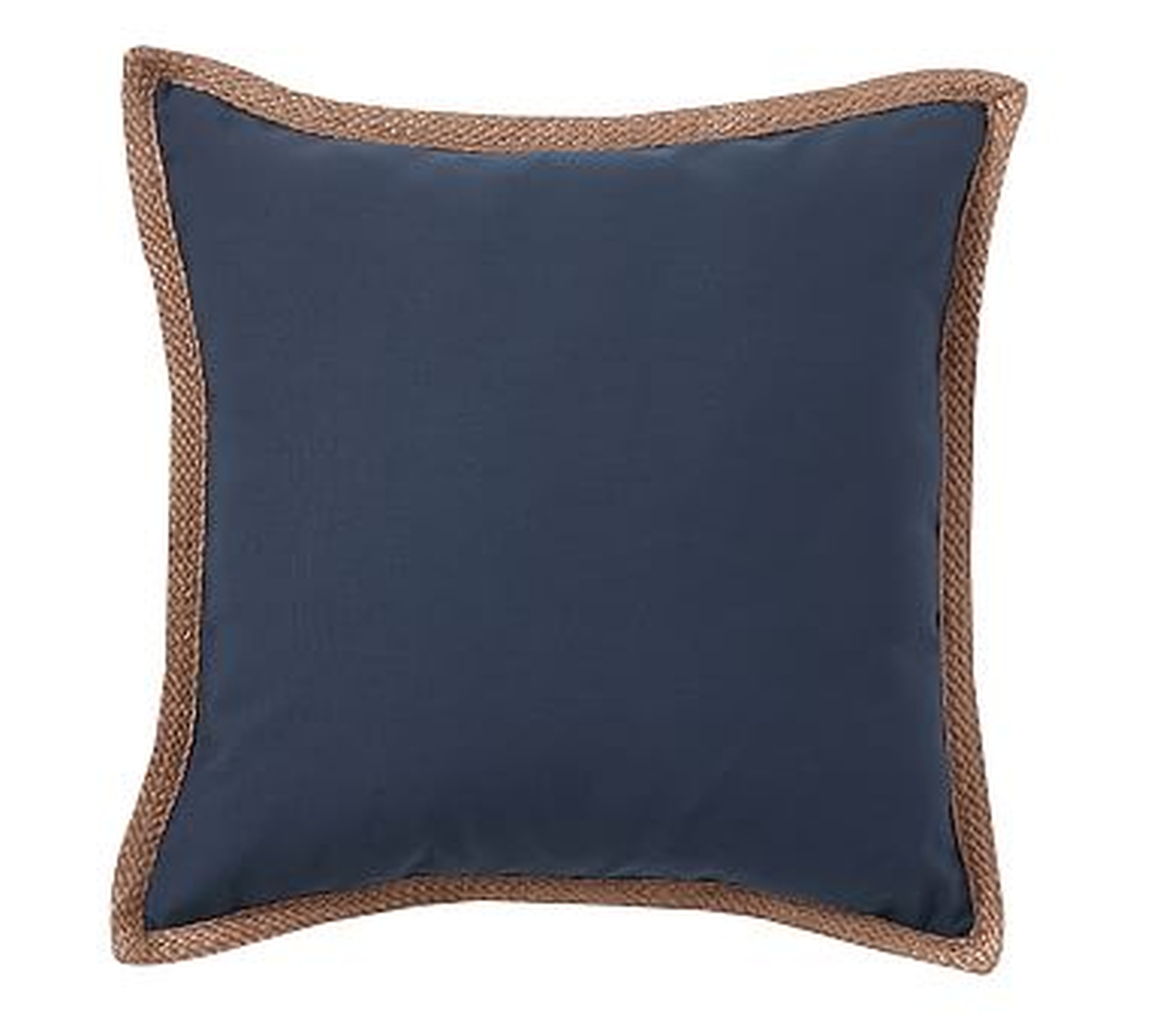 Outdoor Synthetic Jute Trim Pillow: 20 Inches: Ink - Pottery Barn