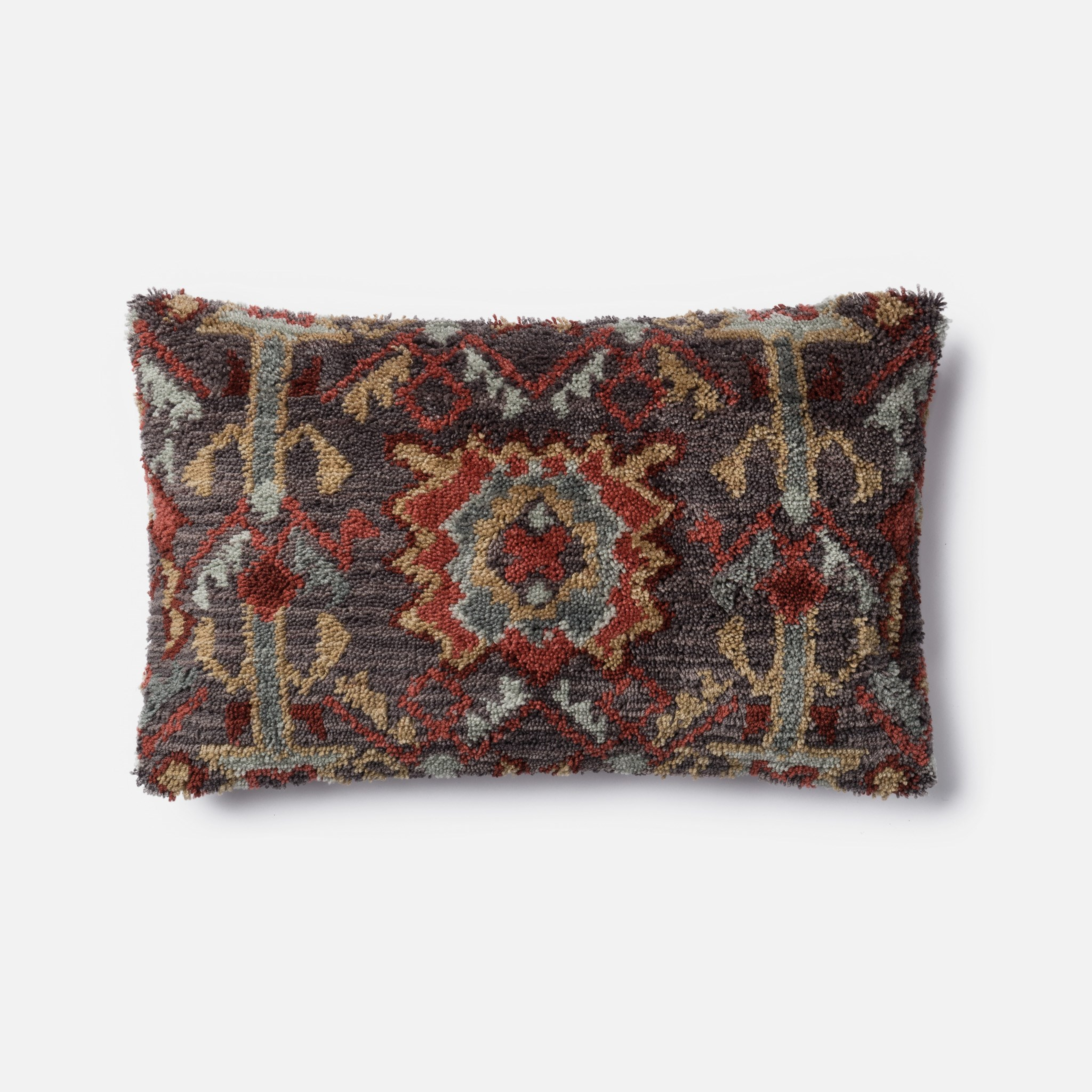 PILLOWS - BROWN / RED - 13" X 21" Cover w/Down - Loloi Rugs