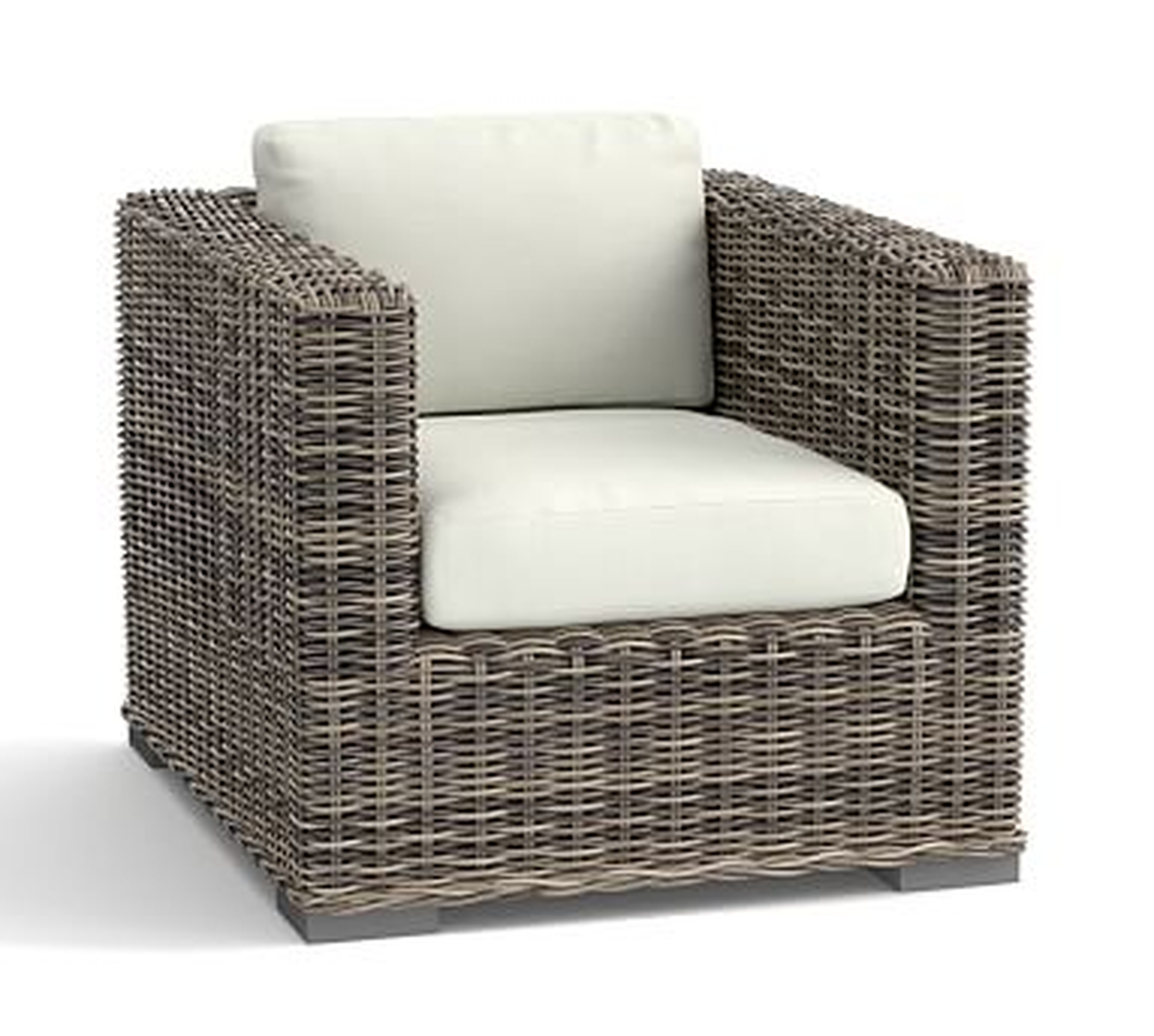 Huntington All-Weather Wicker Square-Arm Occasional Chair, Gray - Pottery Barn