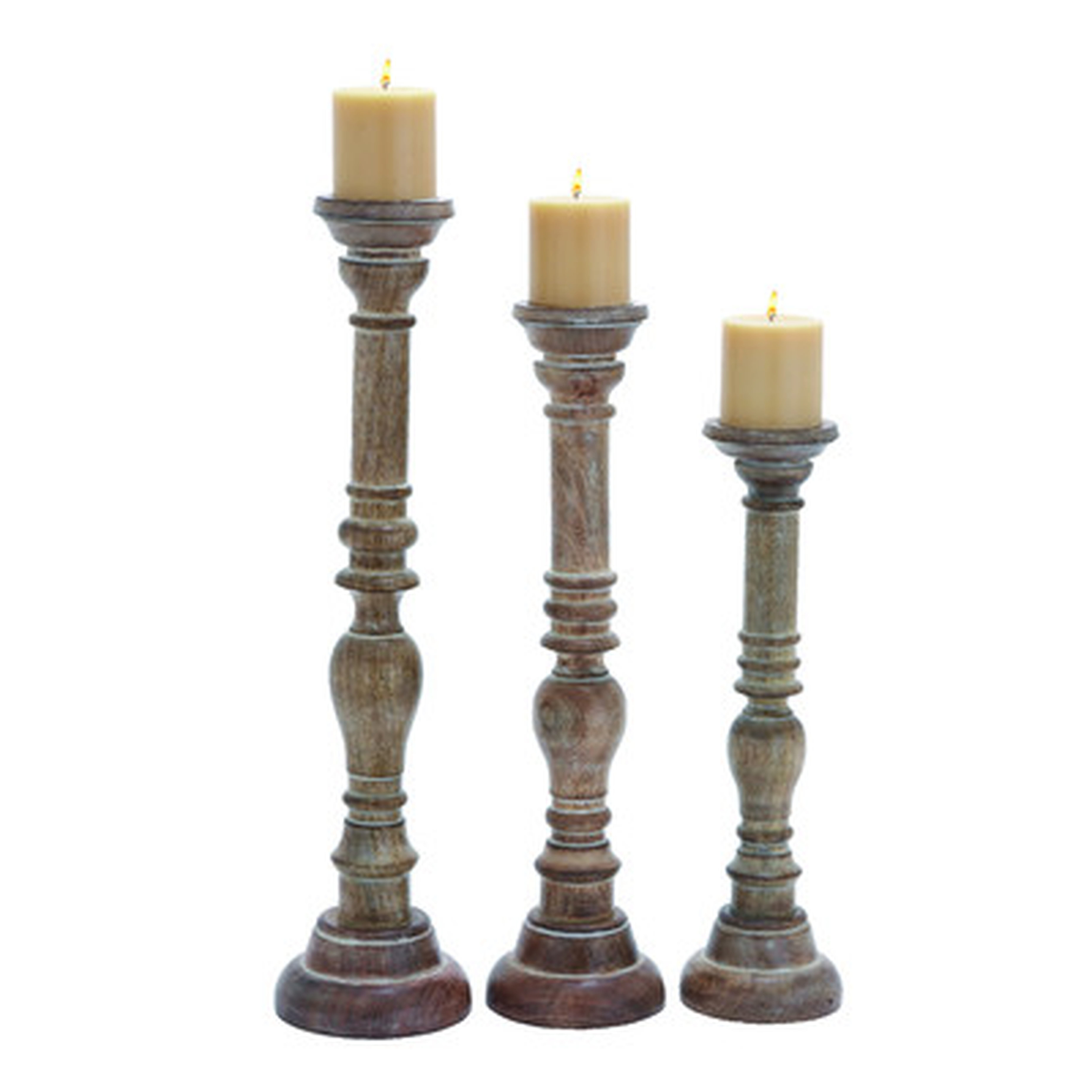 3 Piece Wood Candlestick Set - Birch Lane