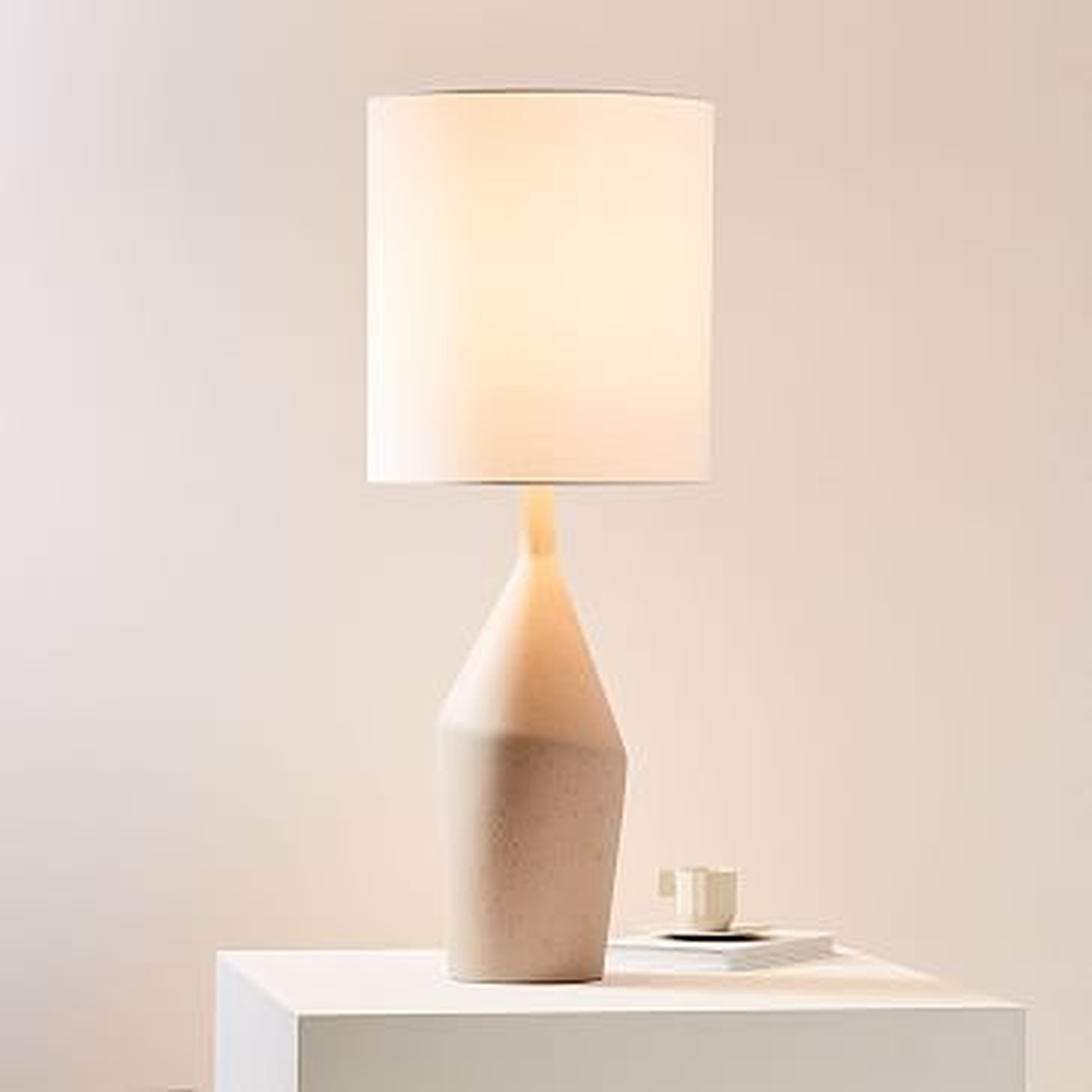 Asymmetry Ceramic Table Lamp, Large, Speckled Stone - West Elm