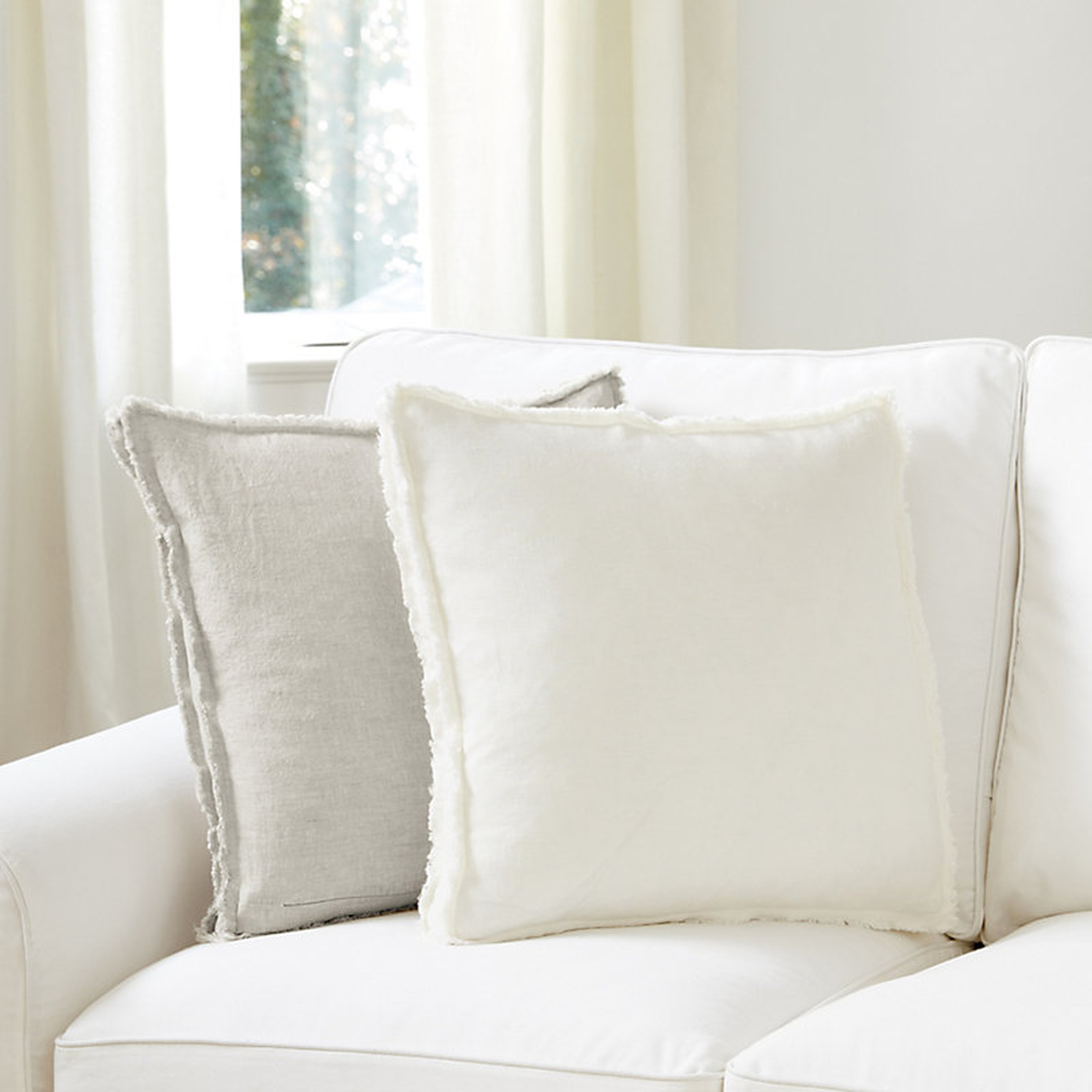 Ballard Designs Laurel Frayed Box Edge Pillow White - Ballard Designs