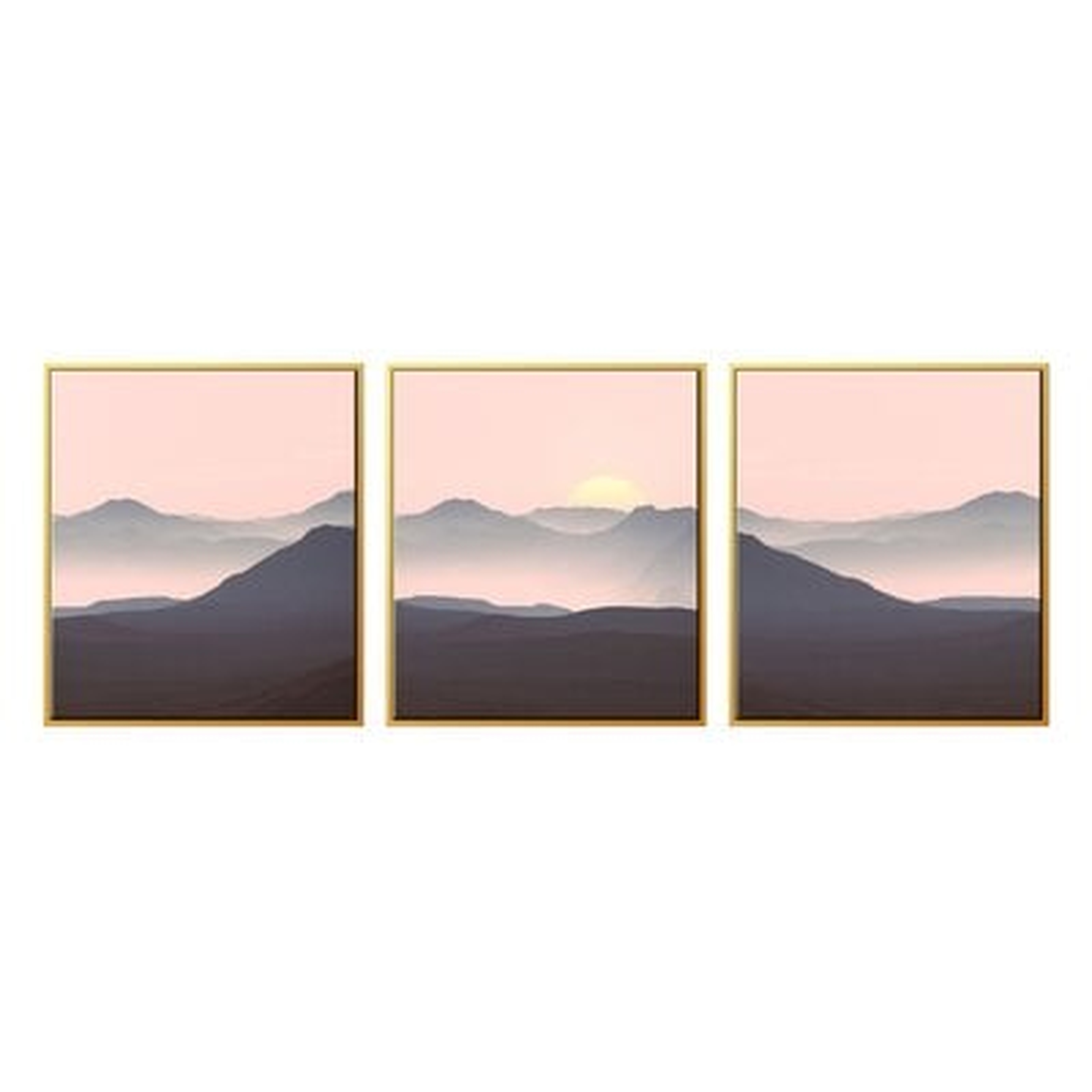 'Navy Pink Sunset' Graphic Art Multi-Piece Image on Canvas - AllModern