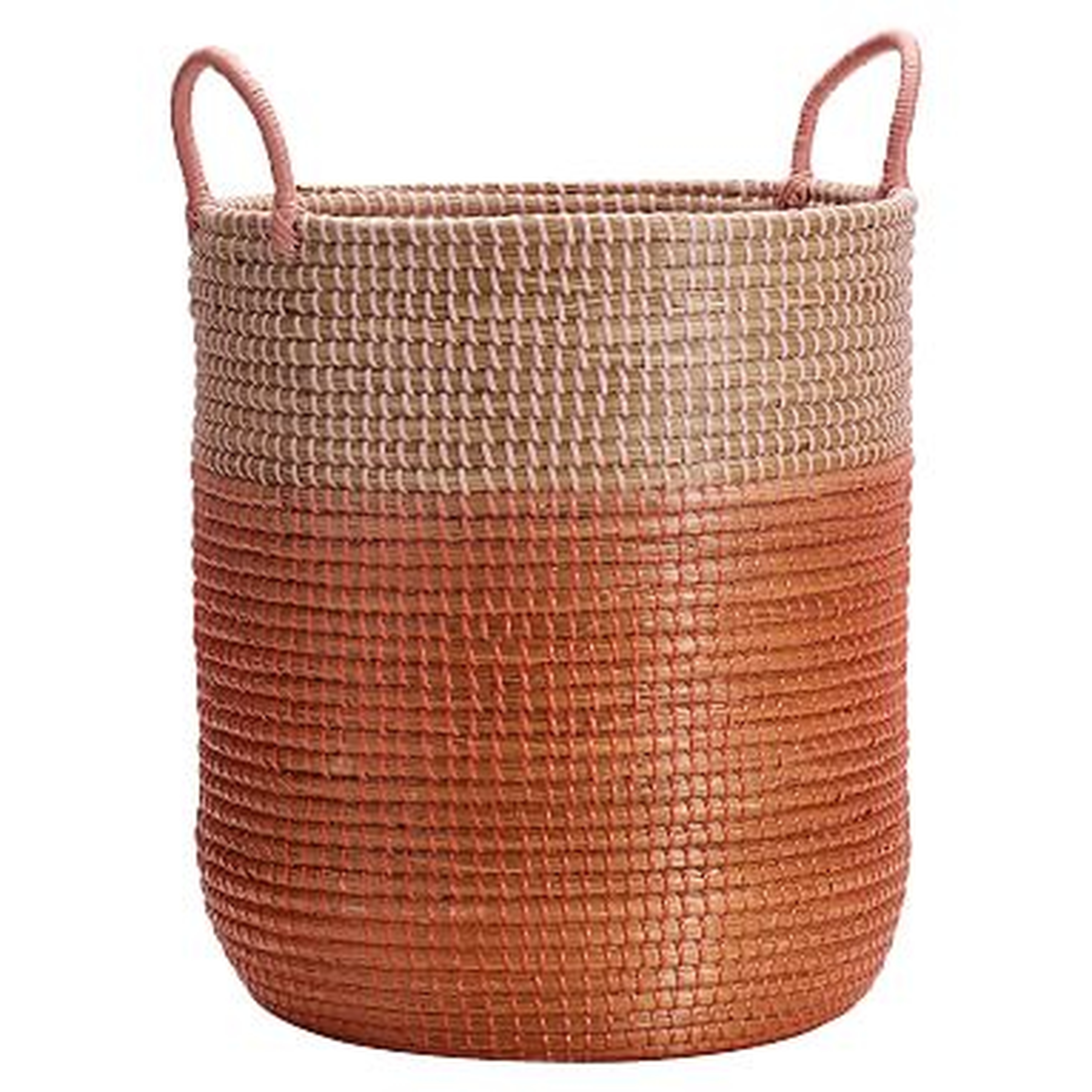 Woven Seagrass Storage Catchall, Blush Ombre - Pottery Barn Teen