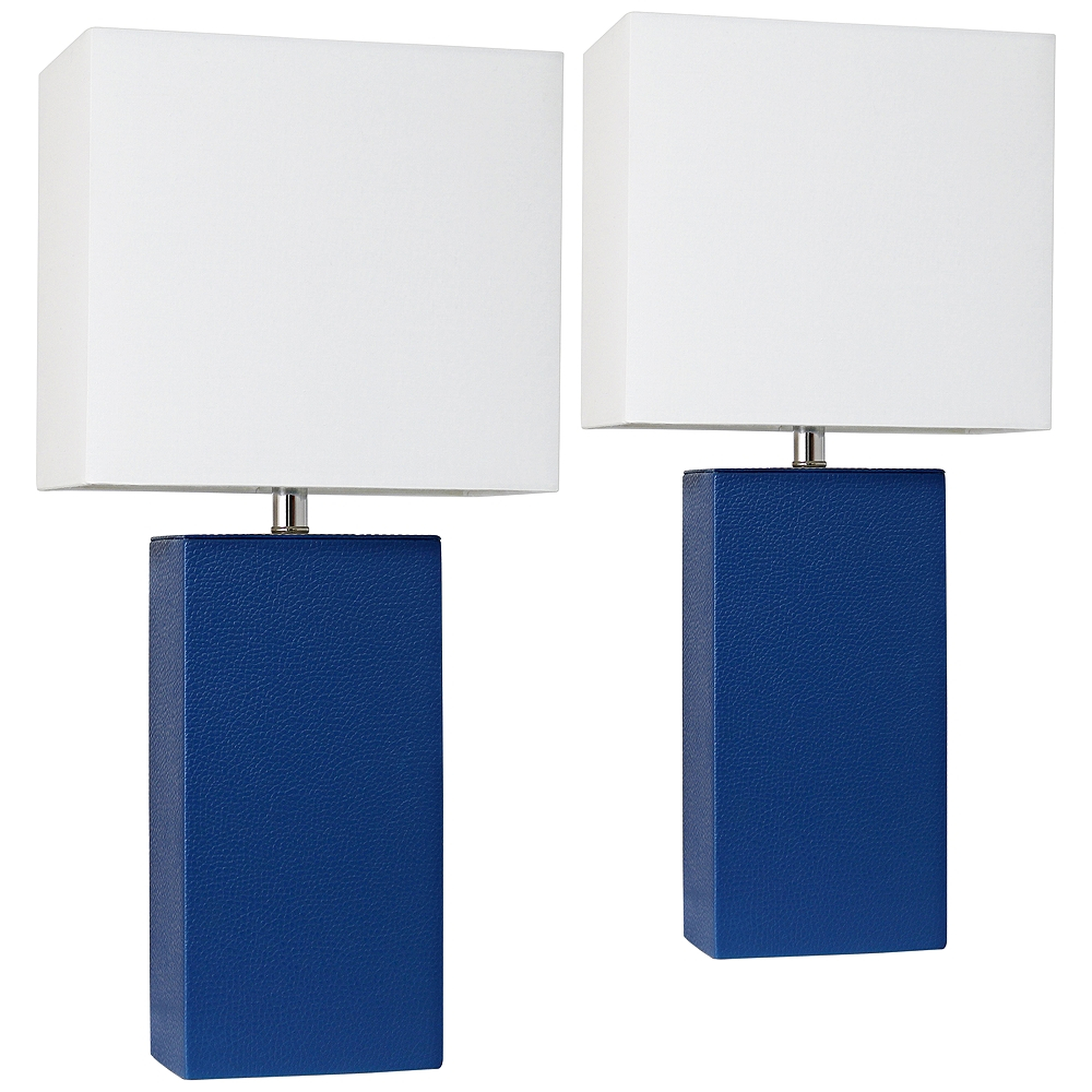 Elegant Designs Blue Leather Table Lamps Set of 2 - Style # 58G62 - Lamps Plus