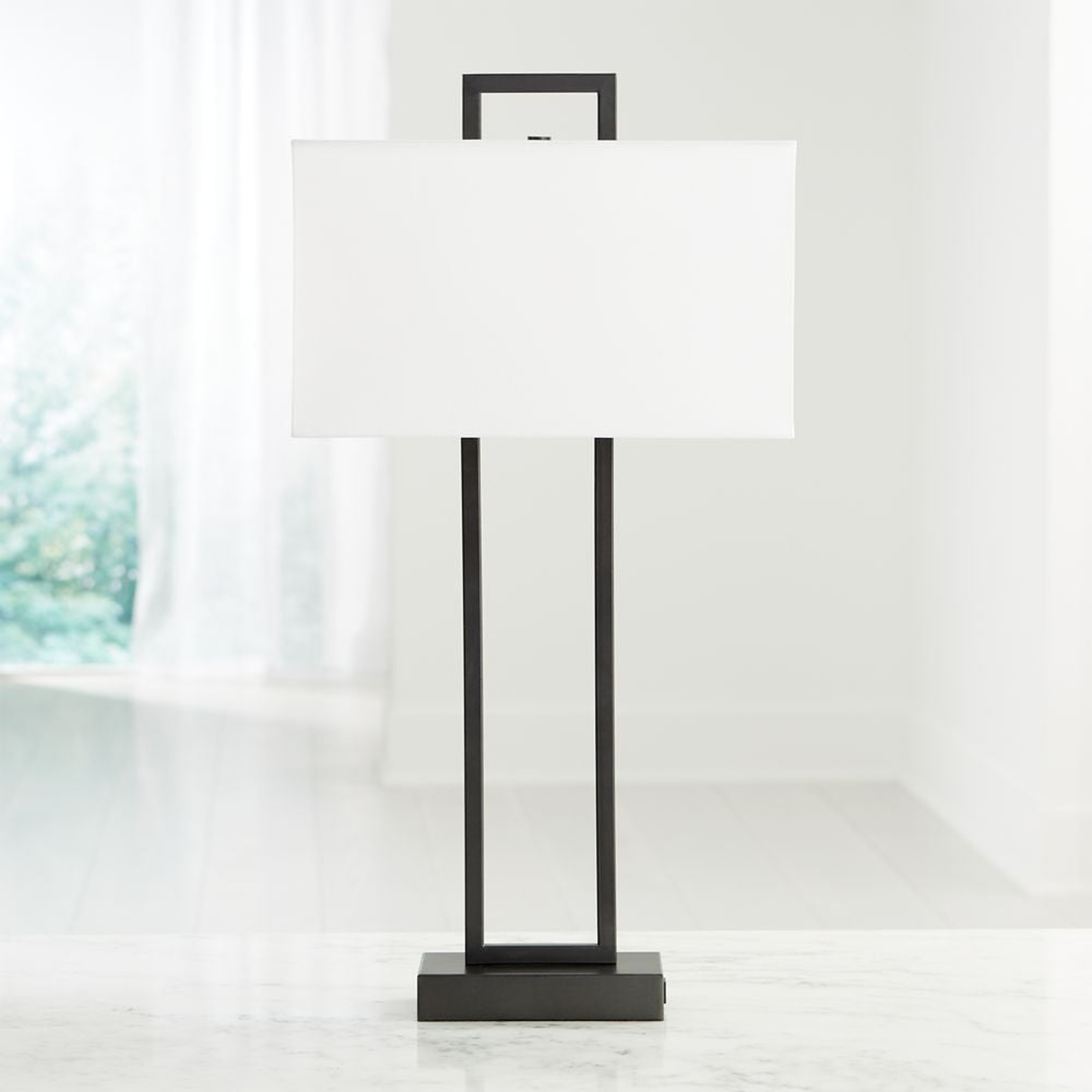Adler Black Rectangle Table Lamp with USB - Crate and Barrel