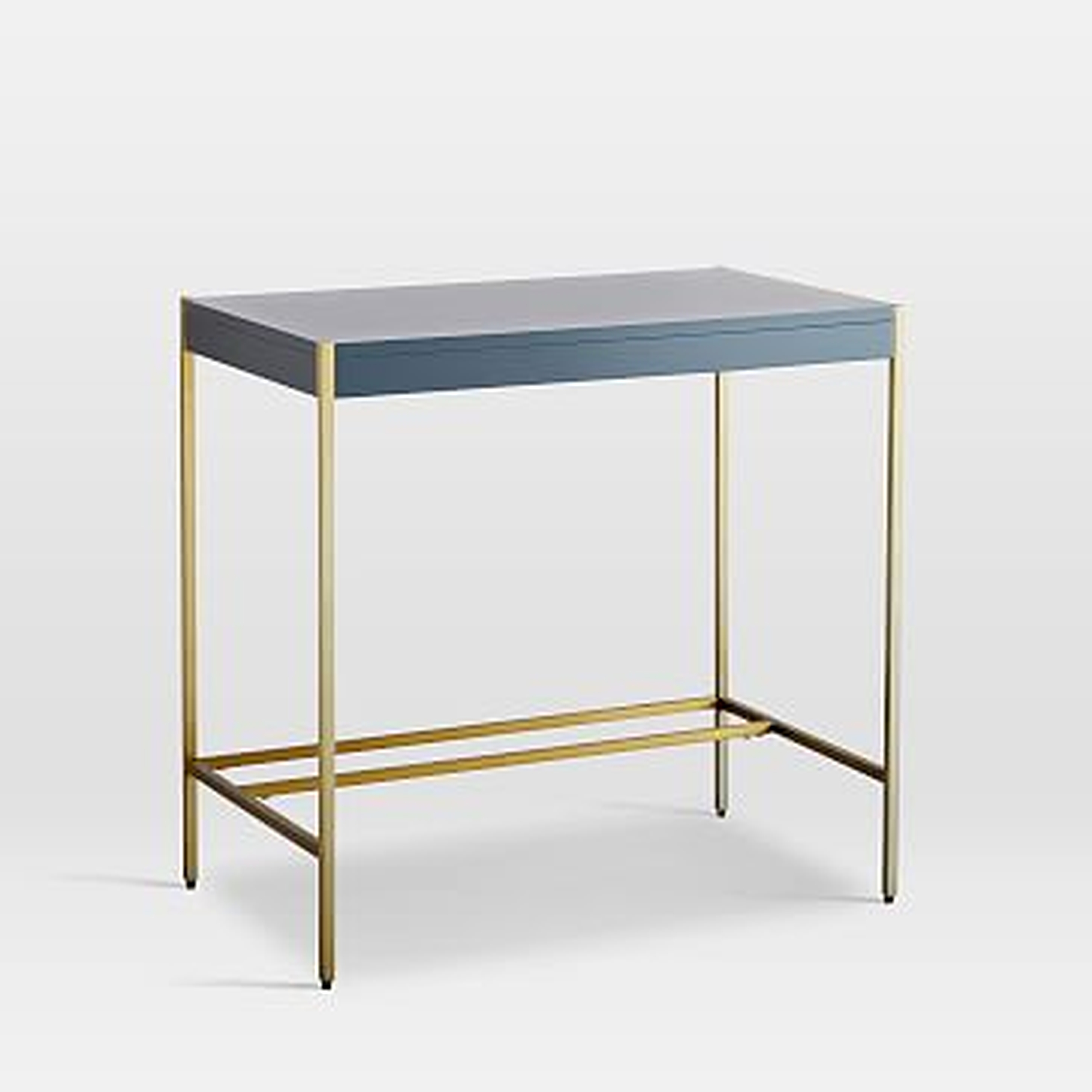 Zane Mini Desk, Gray/Antique Brass - West Elm