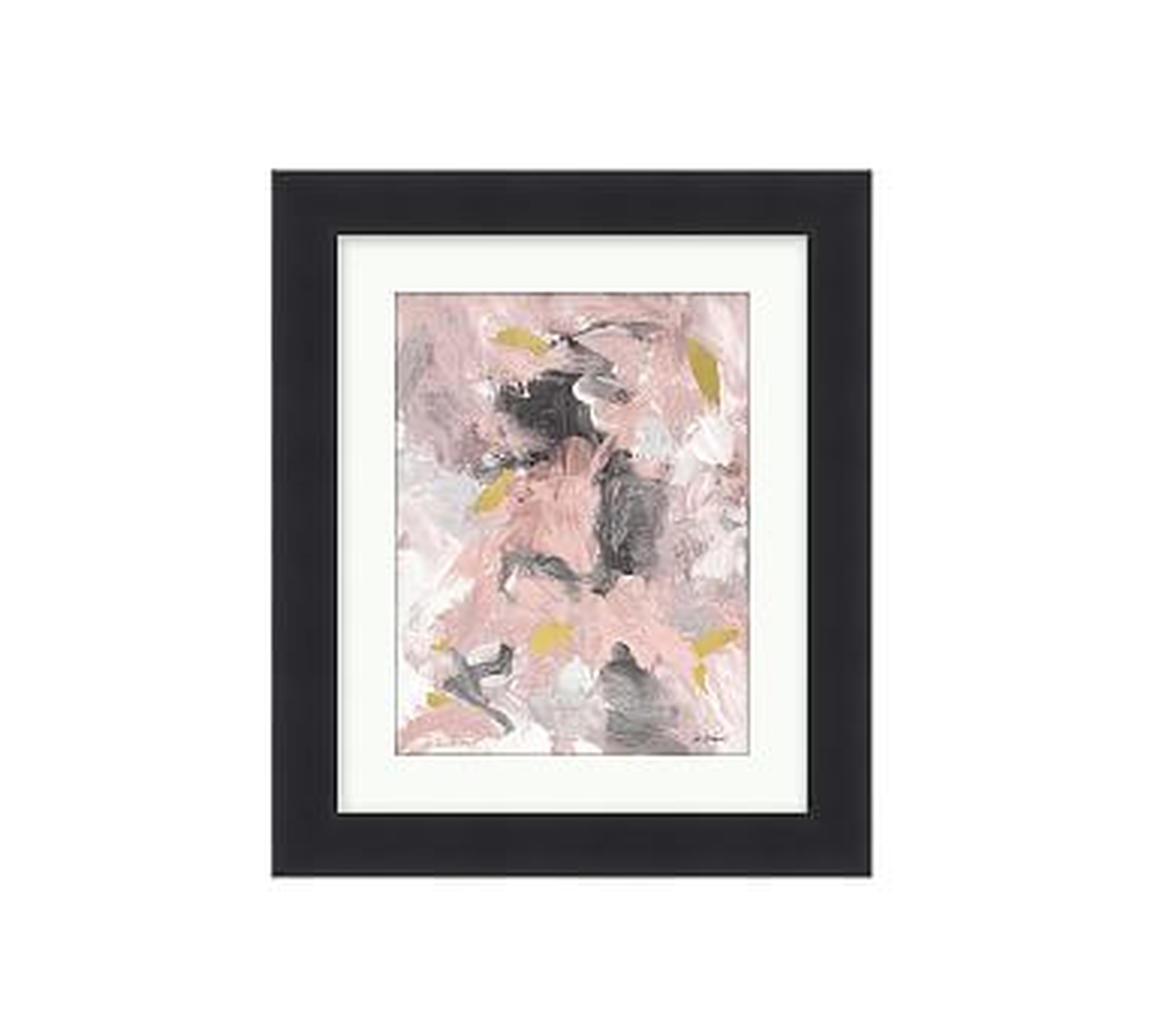 Pink Grey Gold Framed Print, 11 x 13", Small - Matte Black - Pottery Barn