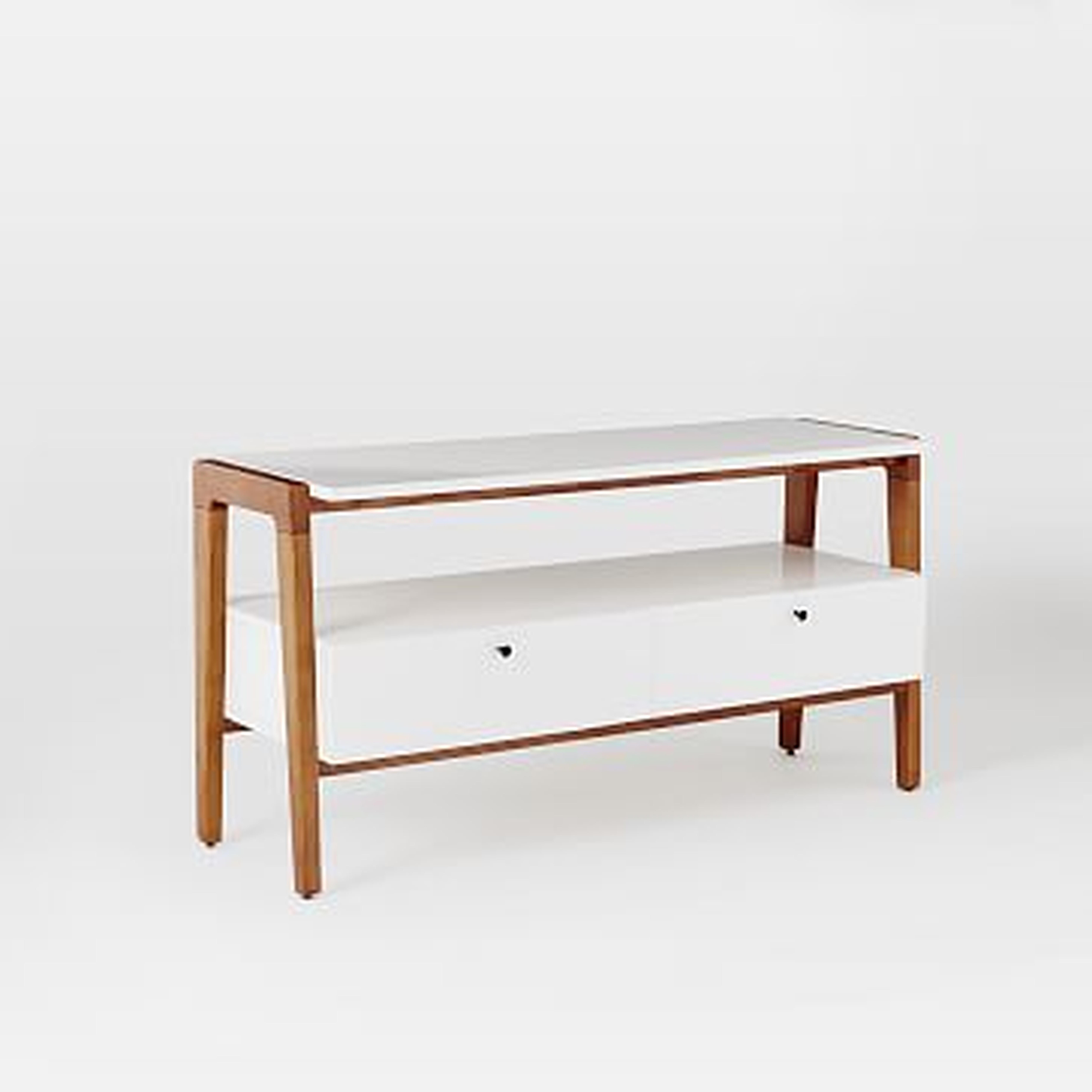 Modern Media Console- Small, Pecan/White - West Elm