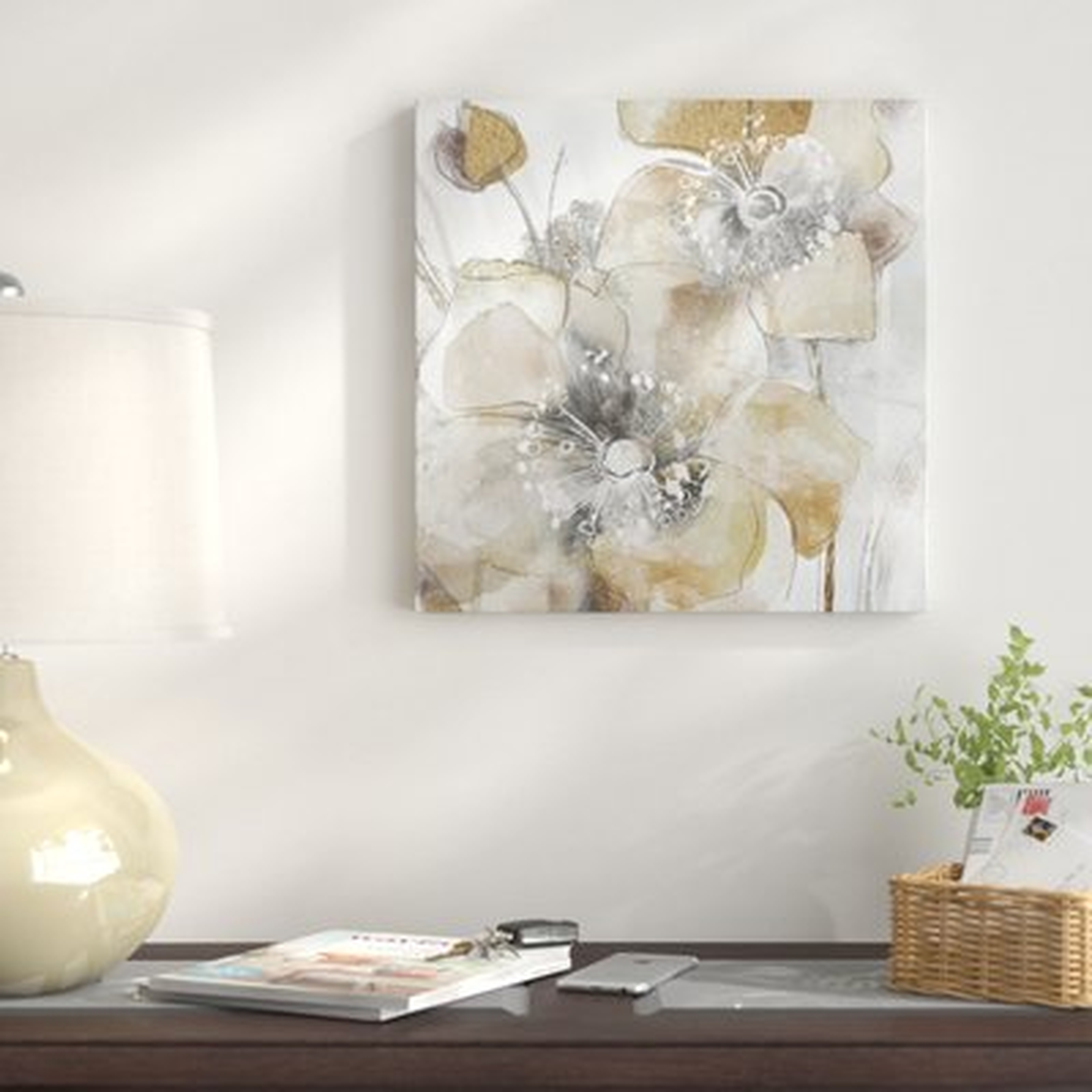 'Taupe Spring Poppy II' Oil Painting Print on Wrapped Canvas - Wayfair