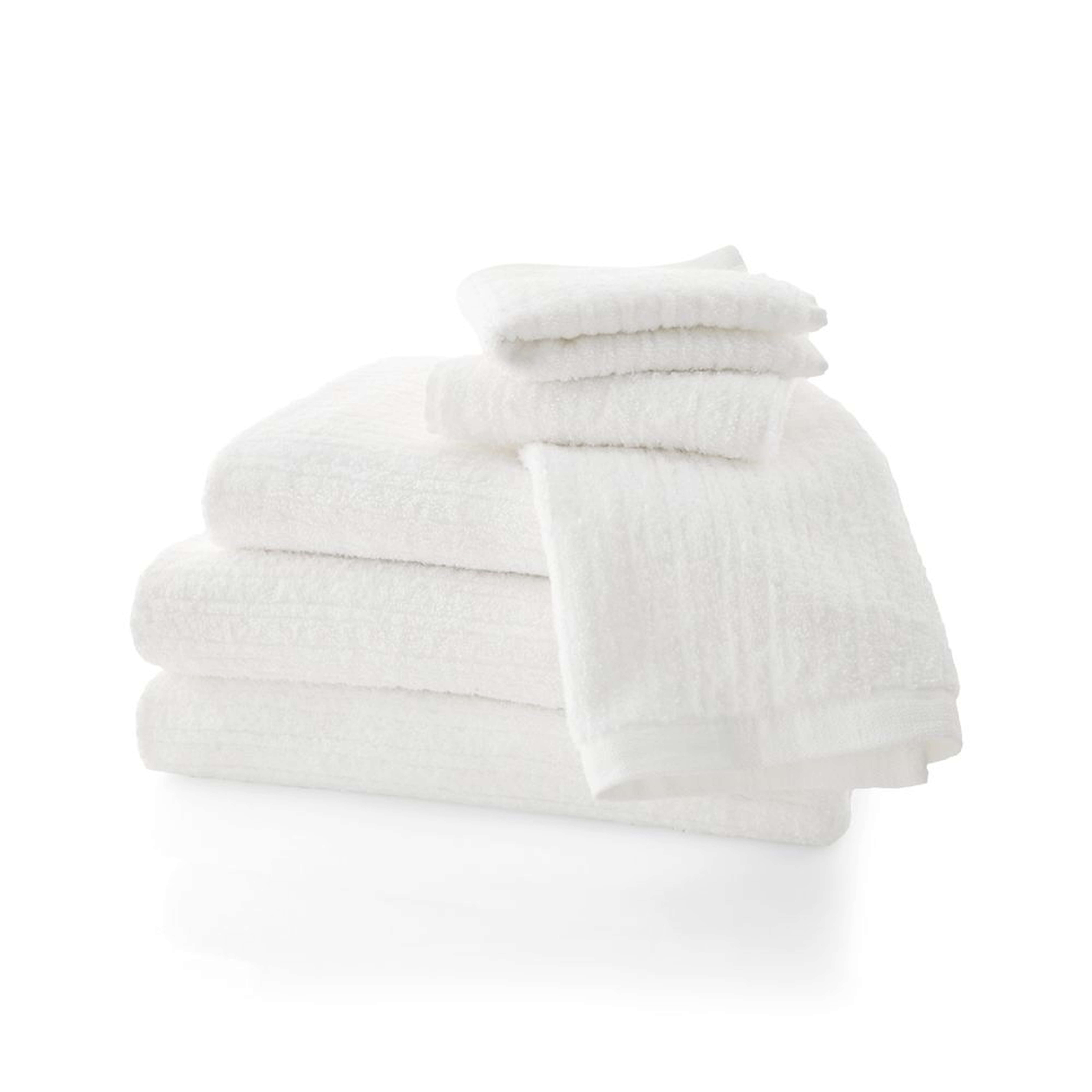 Ribbed White Towels, Set of 6 - Crate and Barrel