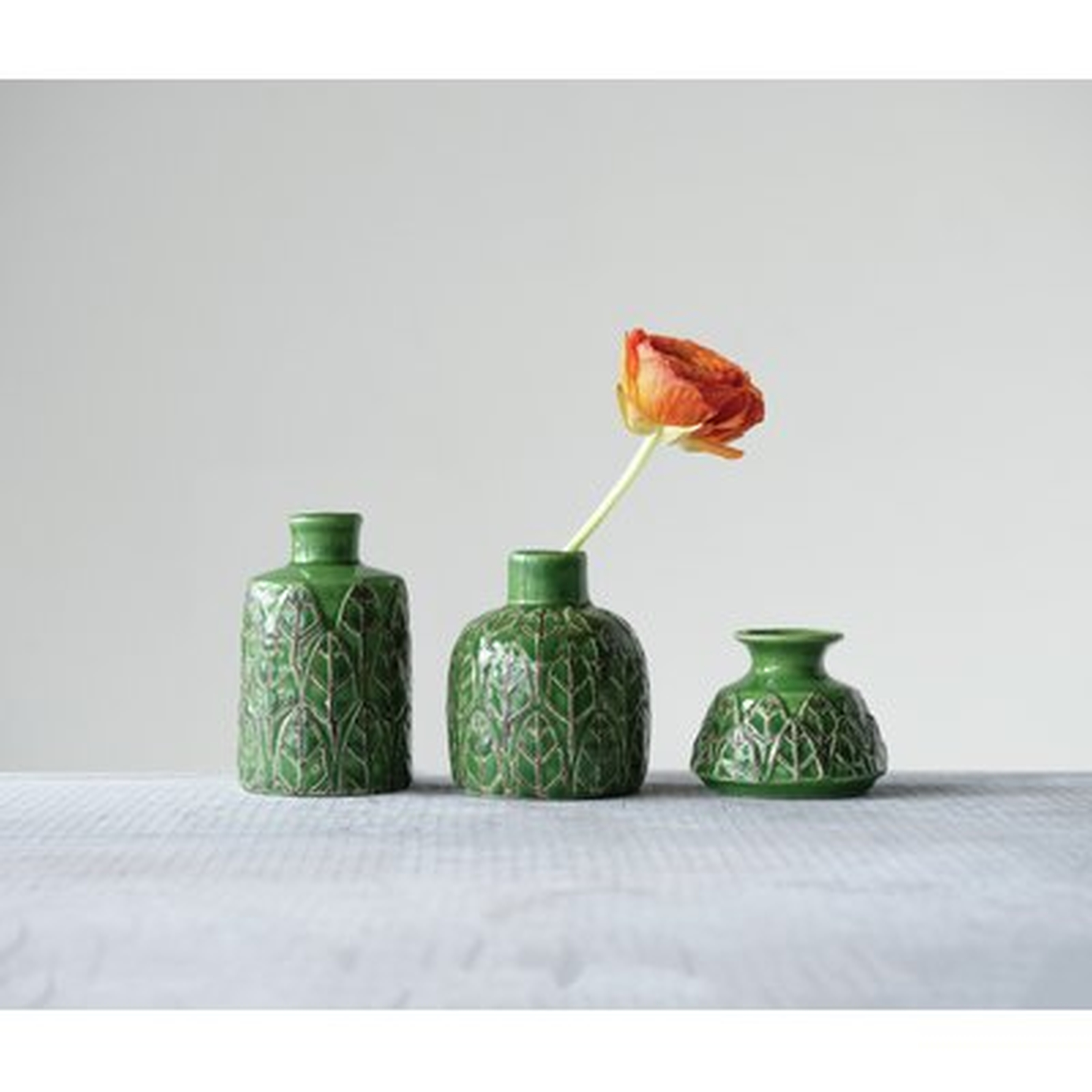Gunnar Embossed Stoneware 3 Piece Table Vase Set - Wayfair