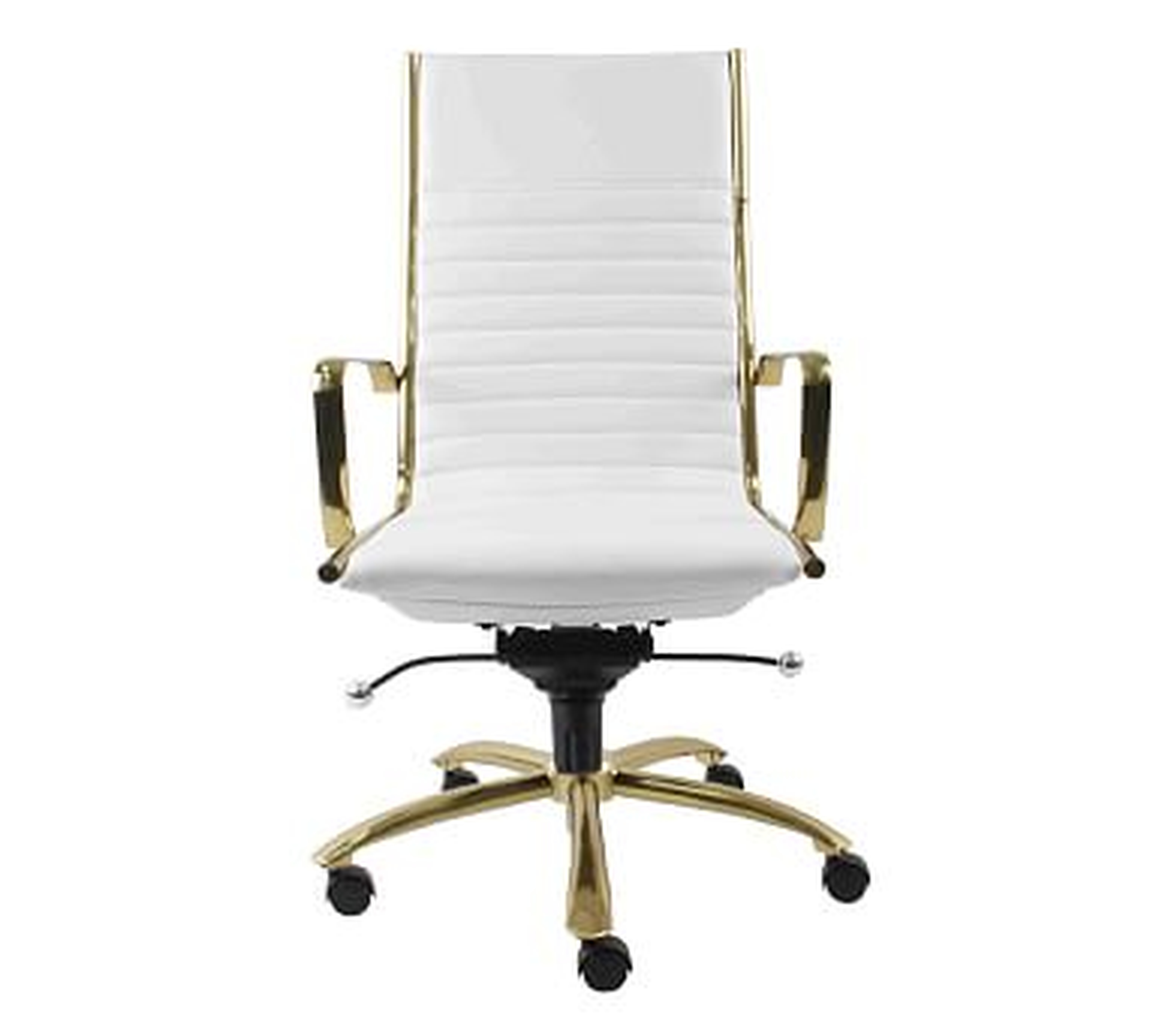 Fowler High Back Desk Chair, White/Gold - Pottery Barn