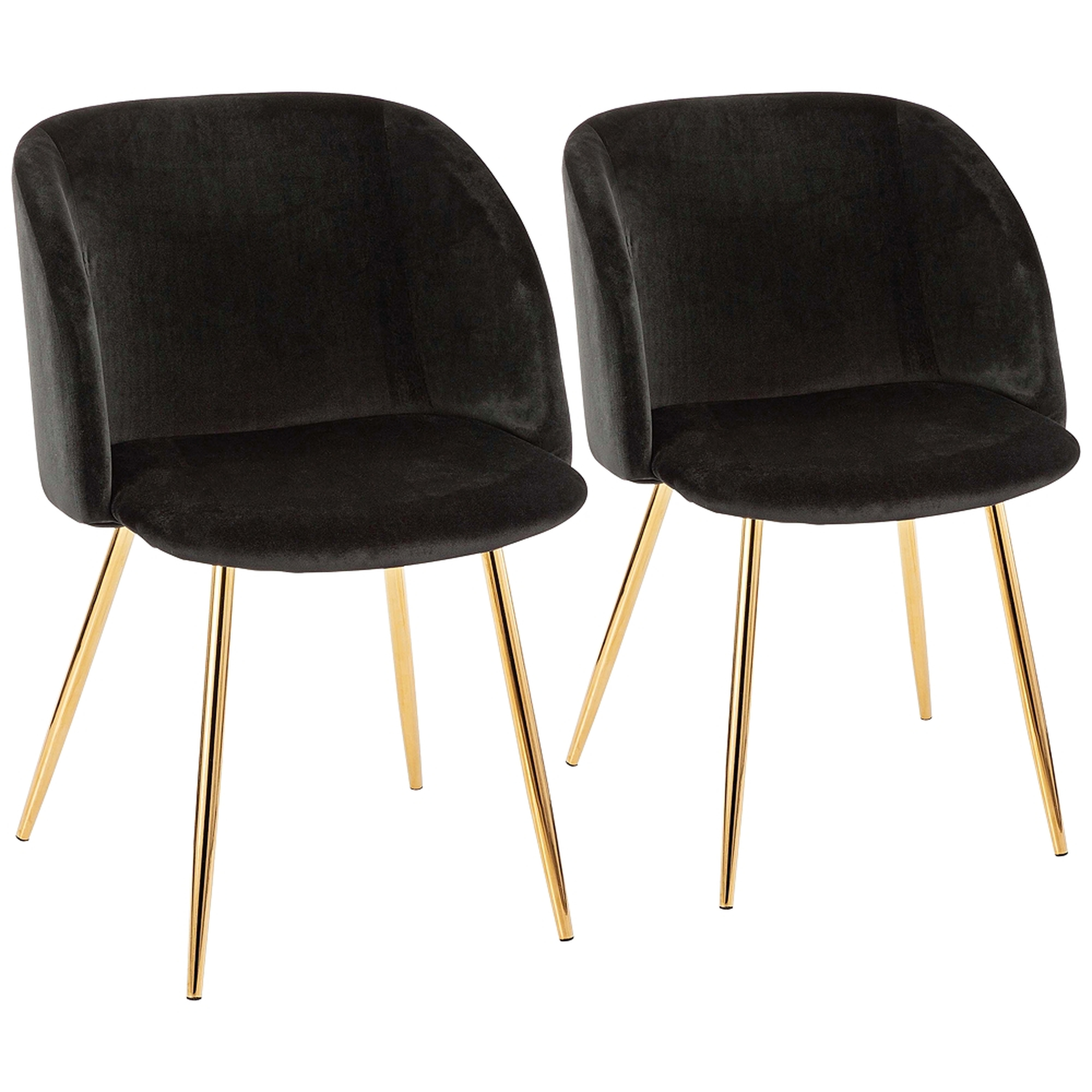 Fran Gold Metal and Black Velvet Dining Chairs Set of 2 - Style # 60G31 - Lamps Plus