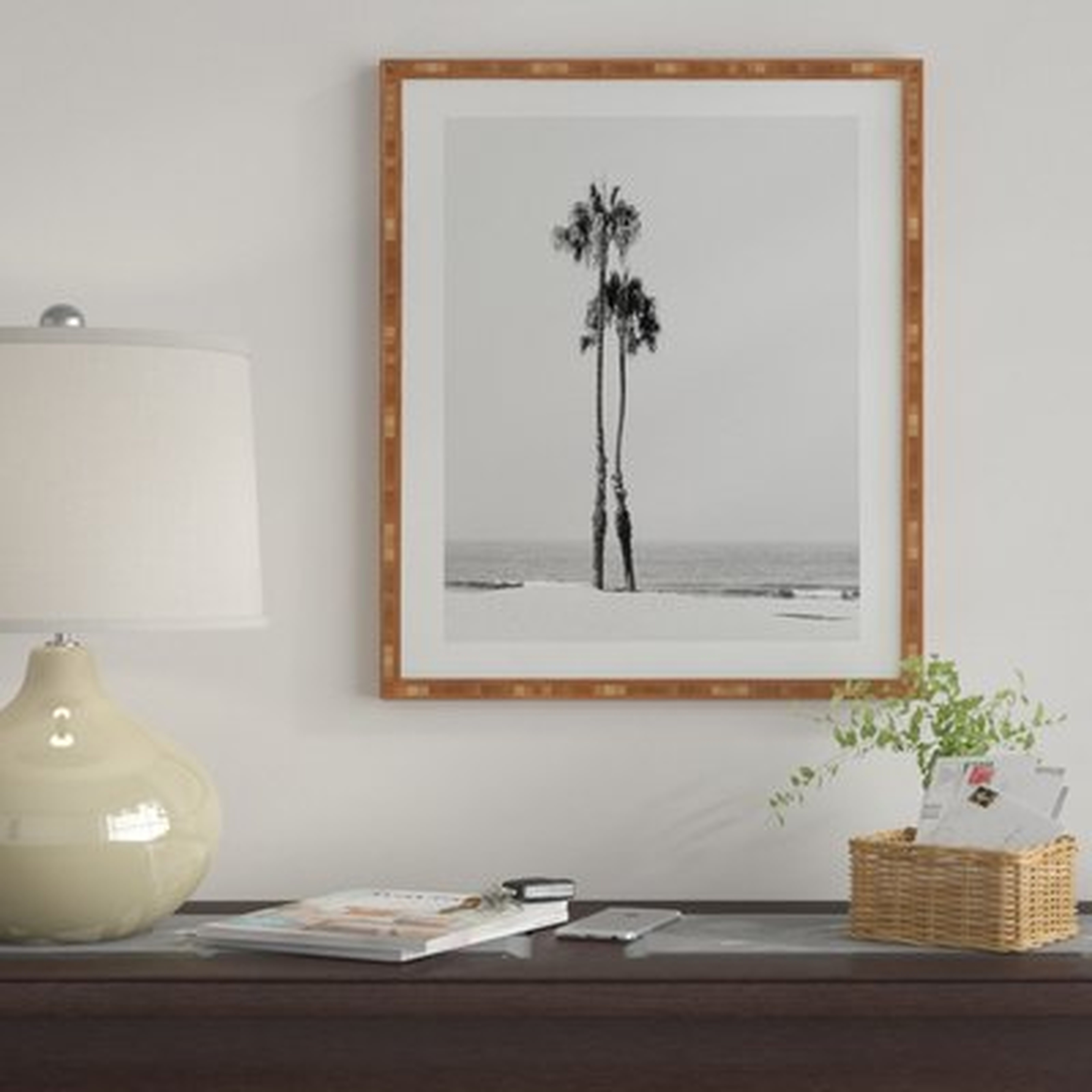 'Two Palms' Framed Photographic Print on Wood - AllModern