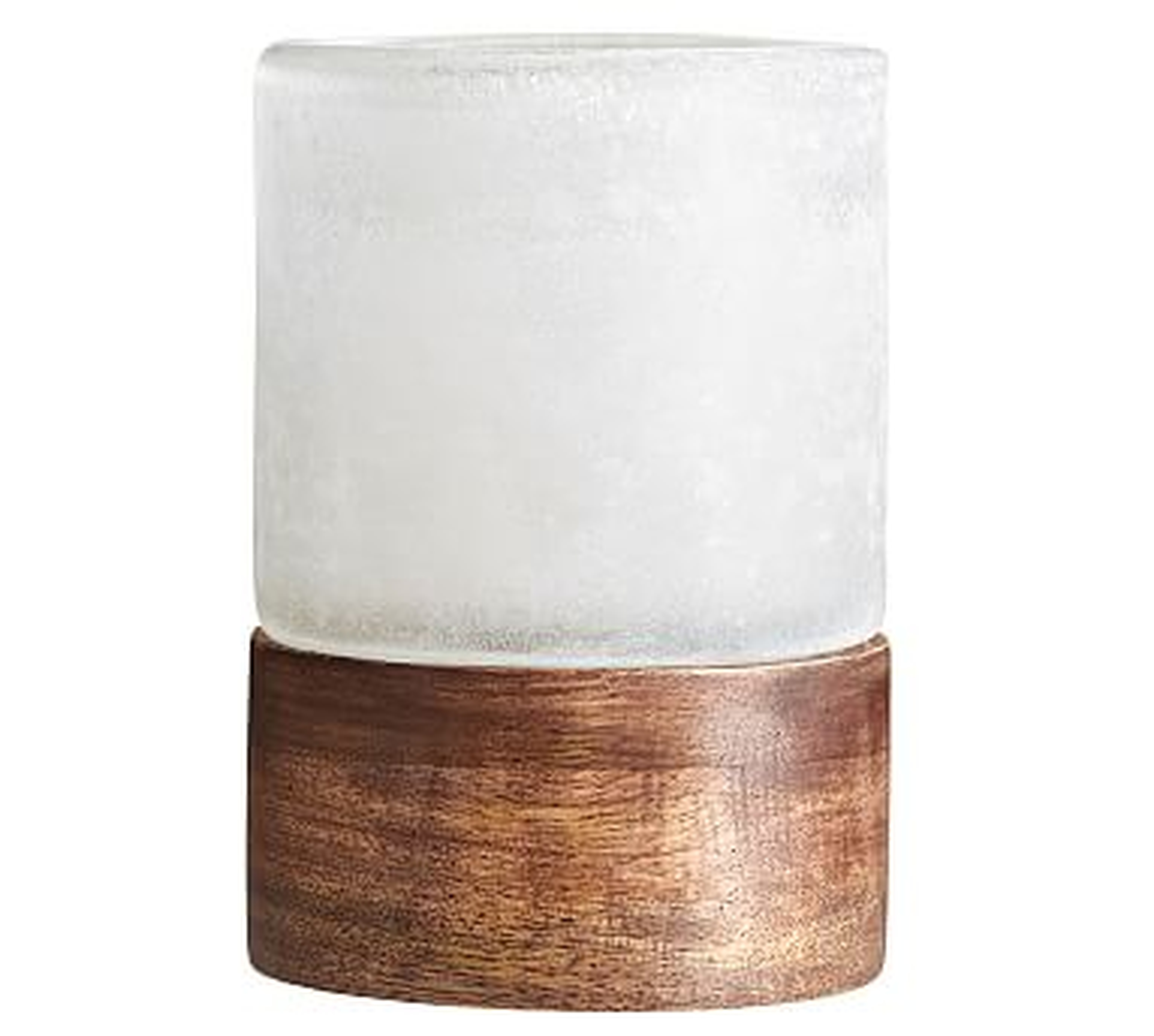 Wood and Frosted Glass Votive - Pottery Barn
