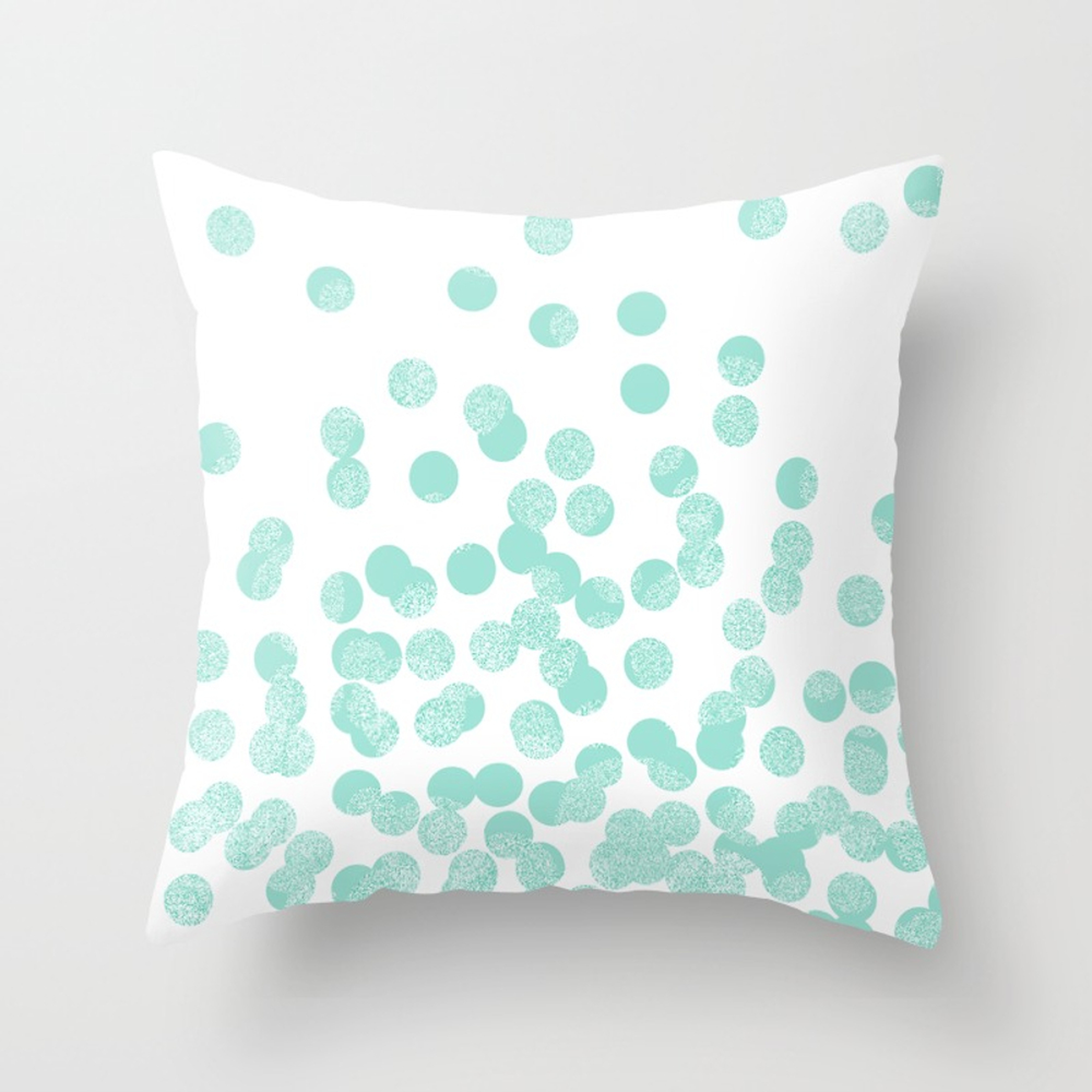 Scattered Glitter Dots in mint, green, pistachio, cool girly cute colors for trendy cell phone case Throw Pillow - Indoor Cover (16" x 16") with - Society6