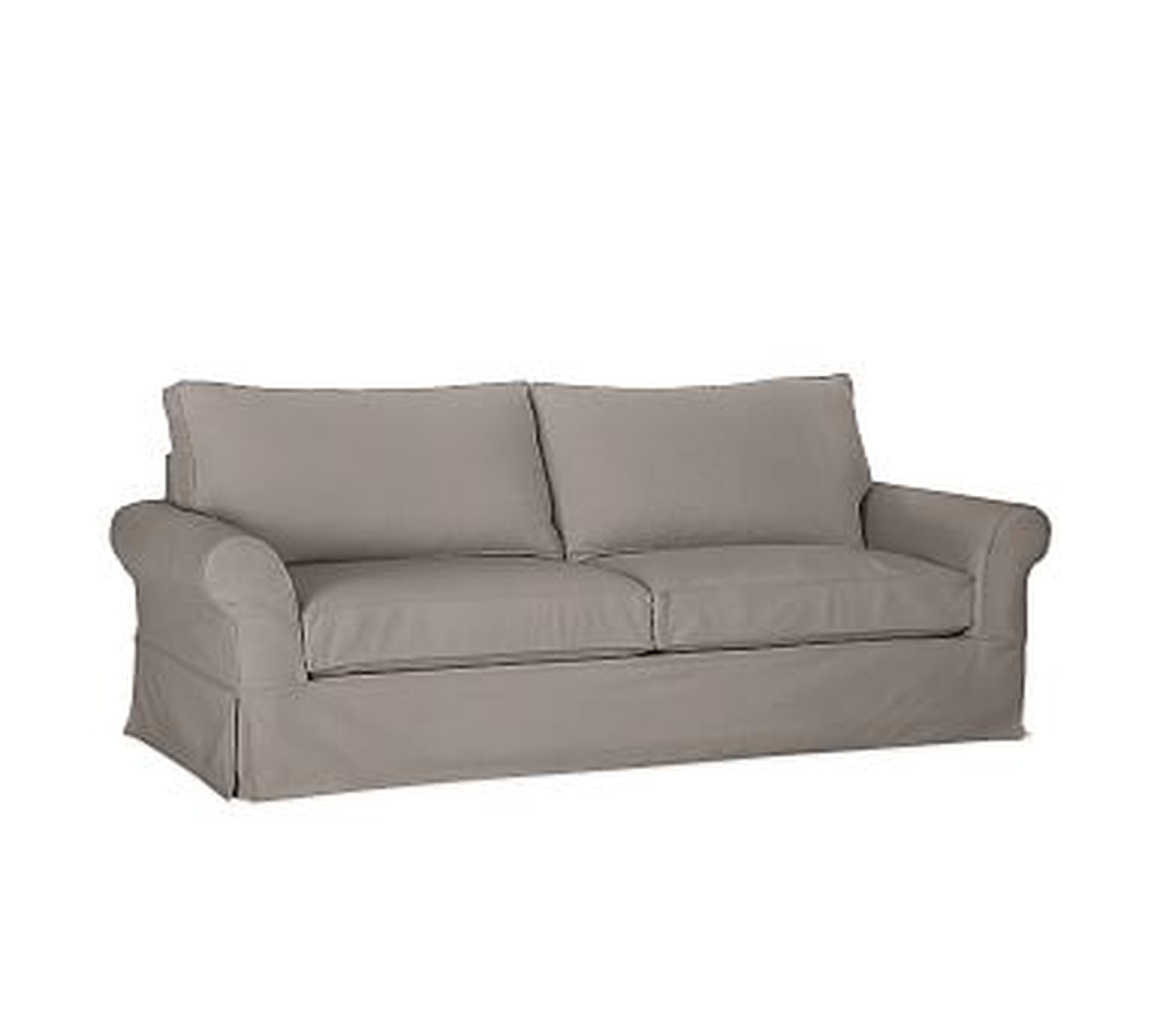 PB Comfort Roll Arm Sofa Slipcover, Box Edge, Twill Metal Gray - Pottery Barn