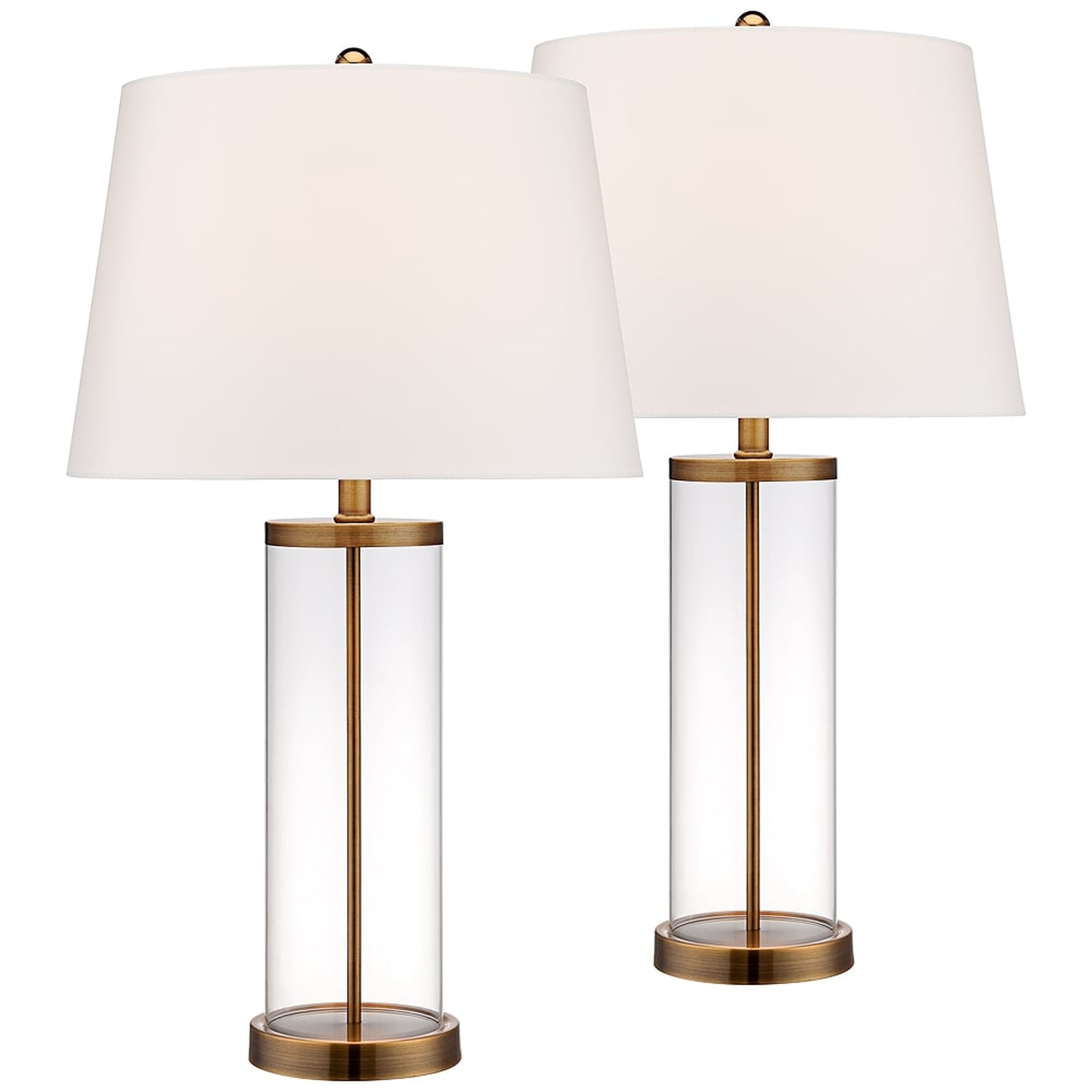Glass and Gold Cylinder Fillable Table Lamp Set of 2 - Style # 17T86 - Lamps Plus