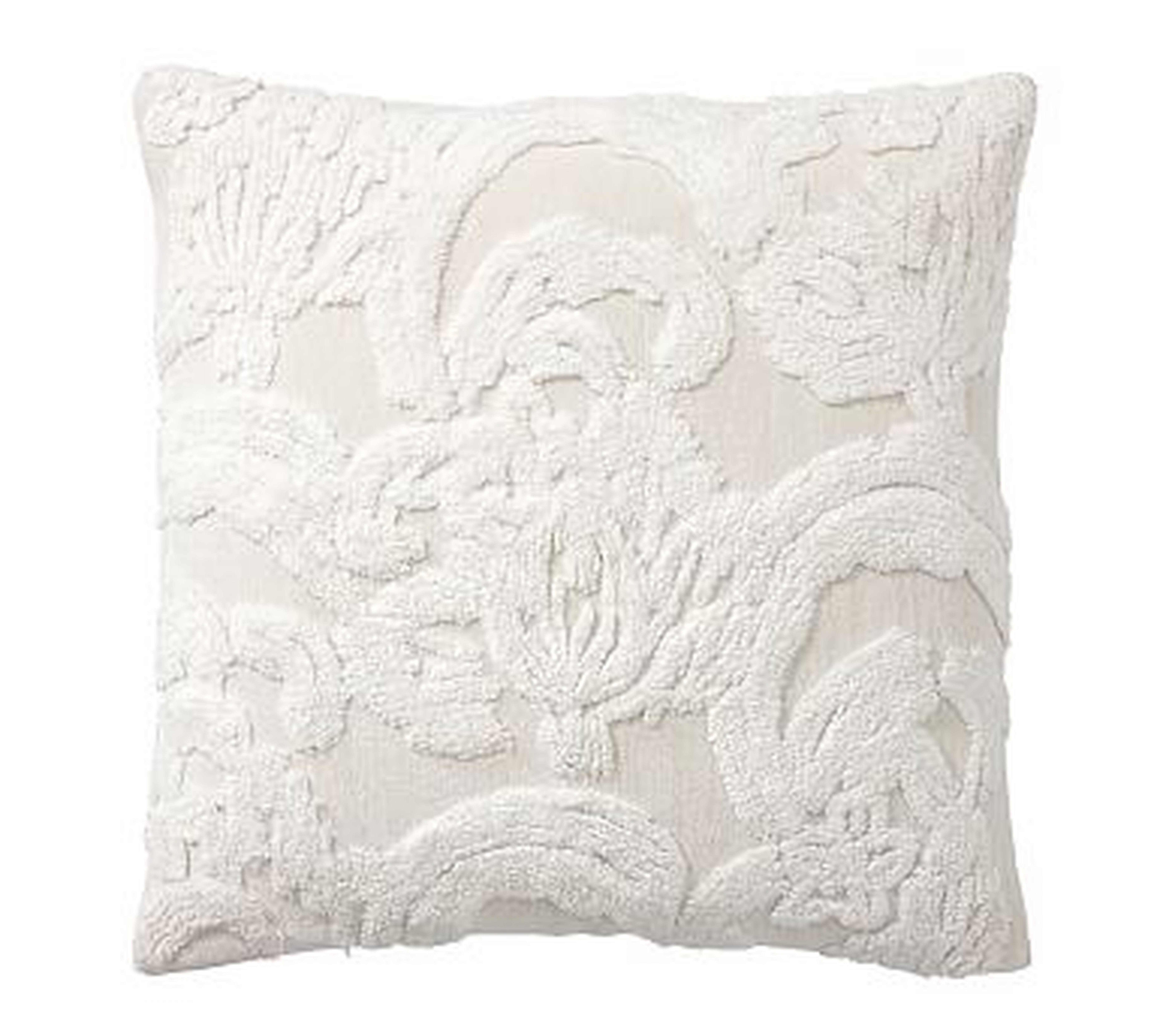 Natalia Silk Jacquard Pillow Cover, 22", Ivory - Pottery Barn