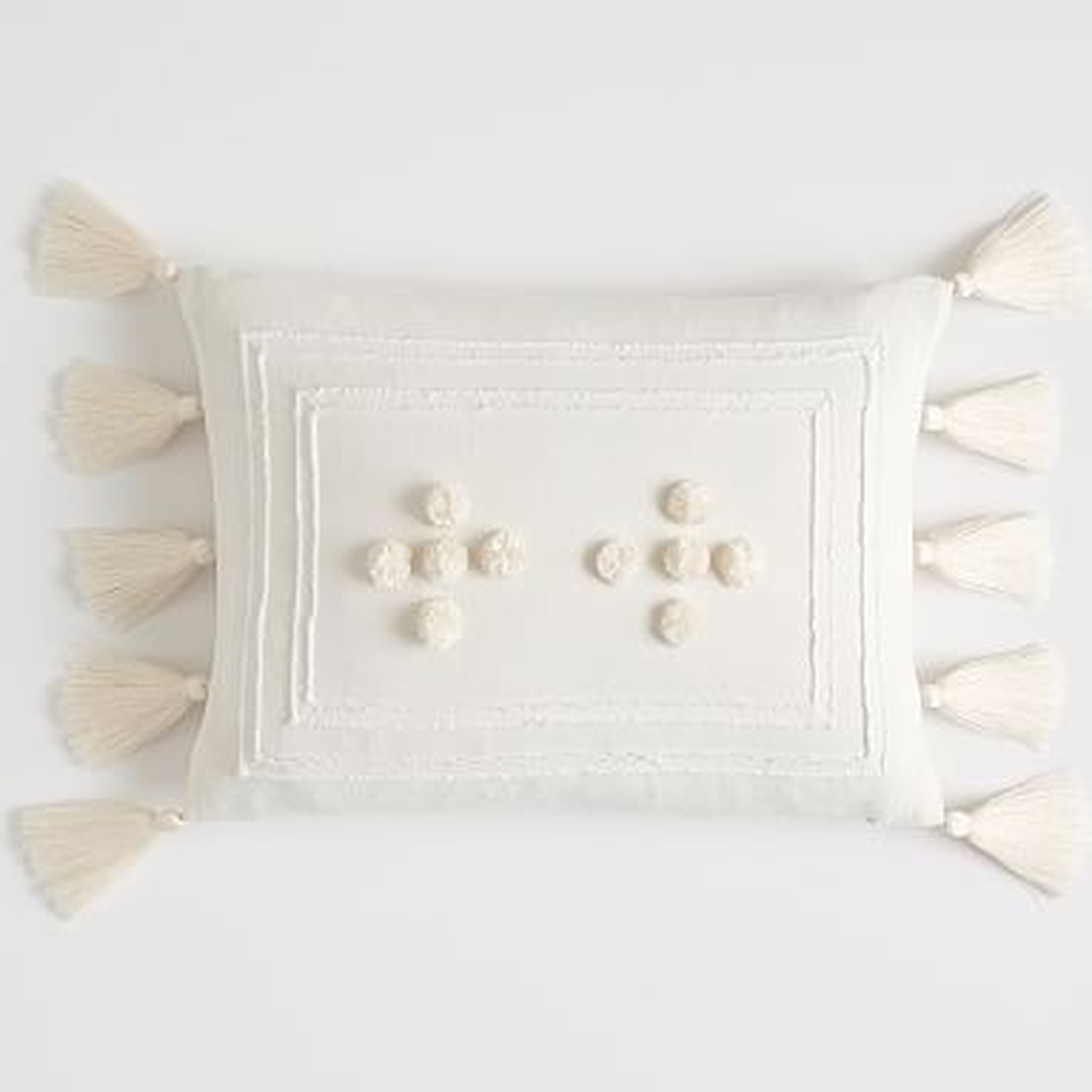 Tara Tassel Pillow Cover, 12"x16", Ivory - Pottery Barn Teen