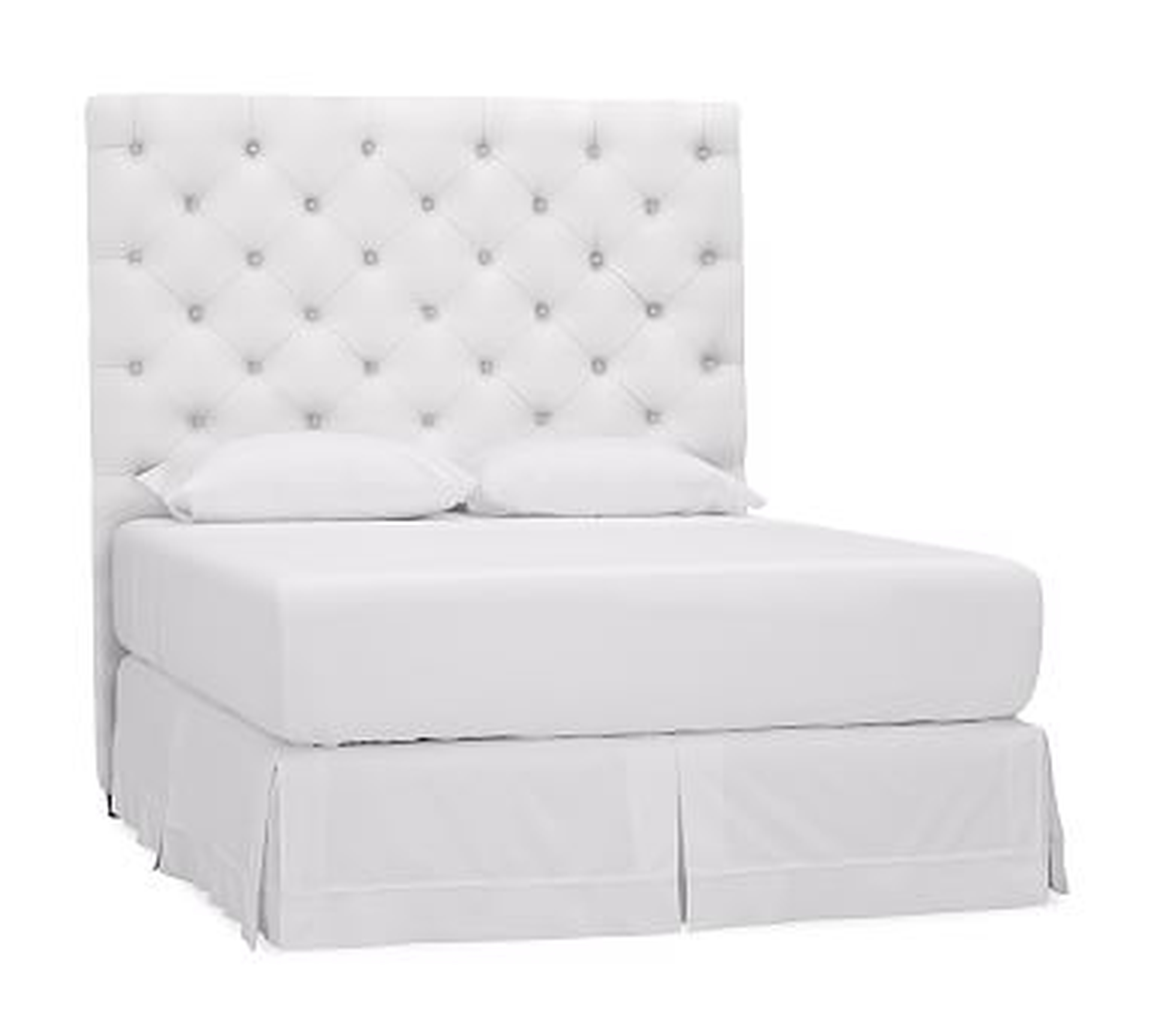 Lorraine Tufted Upholstered Tall Headboard, Queen, Twill White - Pottery Barn