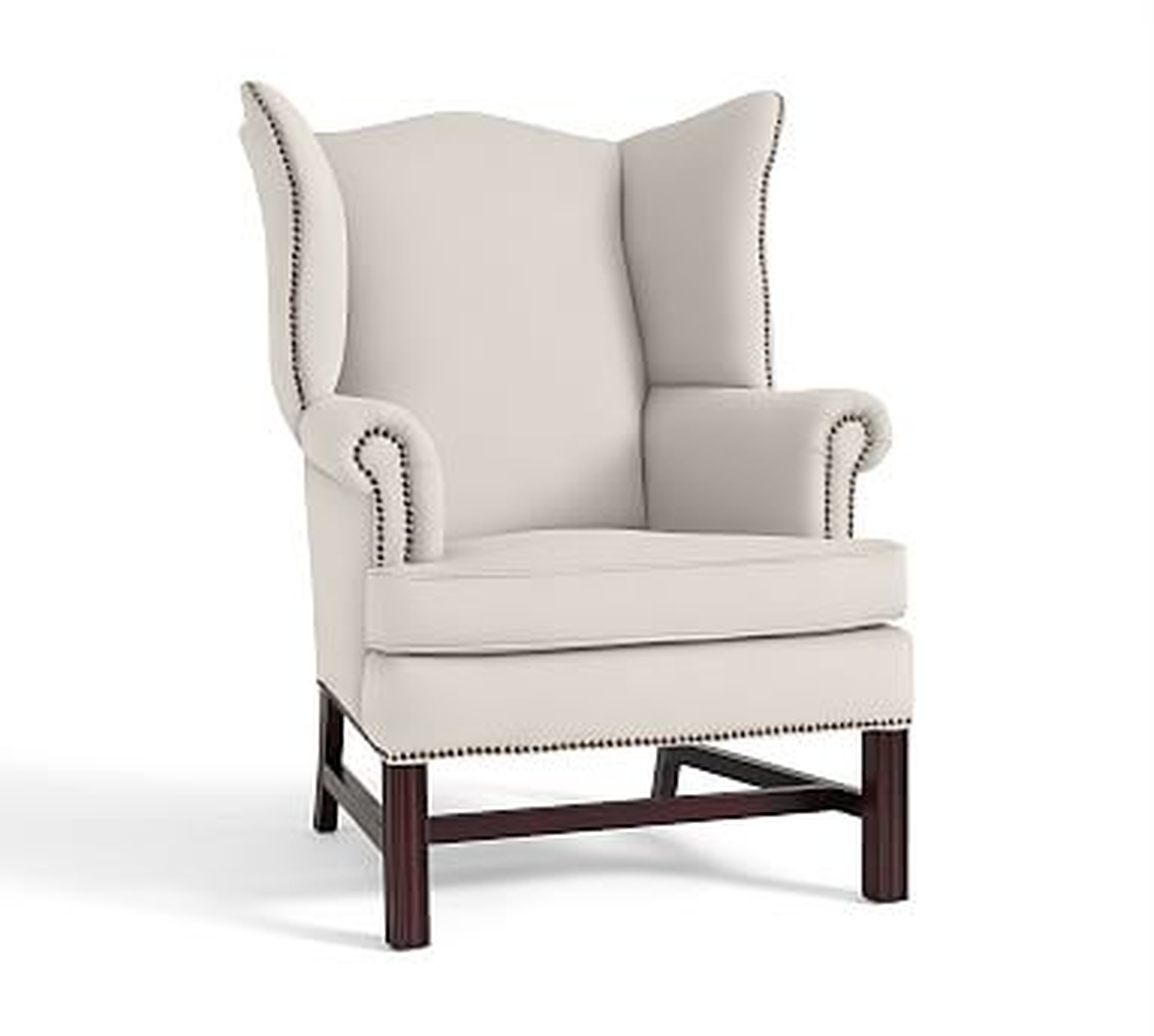 Thatcher Upholstered Armchair, Polyester Wrapped Cushions, Performance Twill Warm White - Pottery Barn