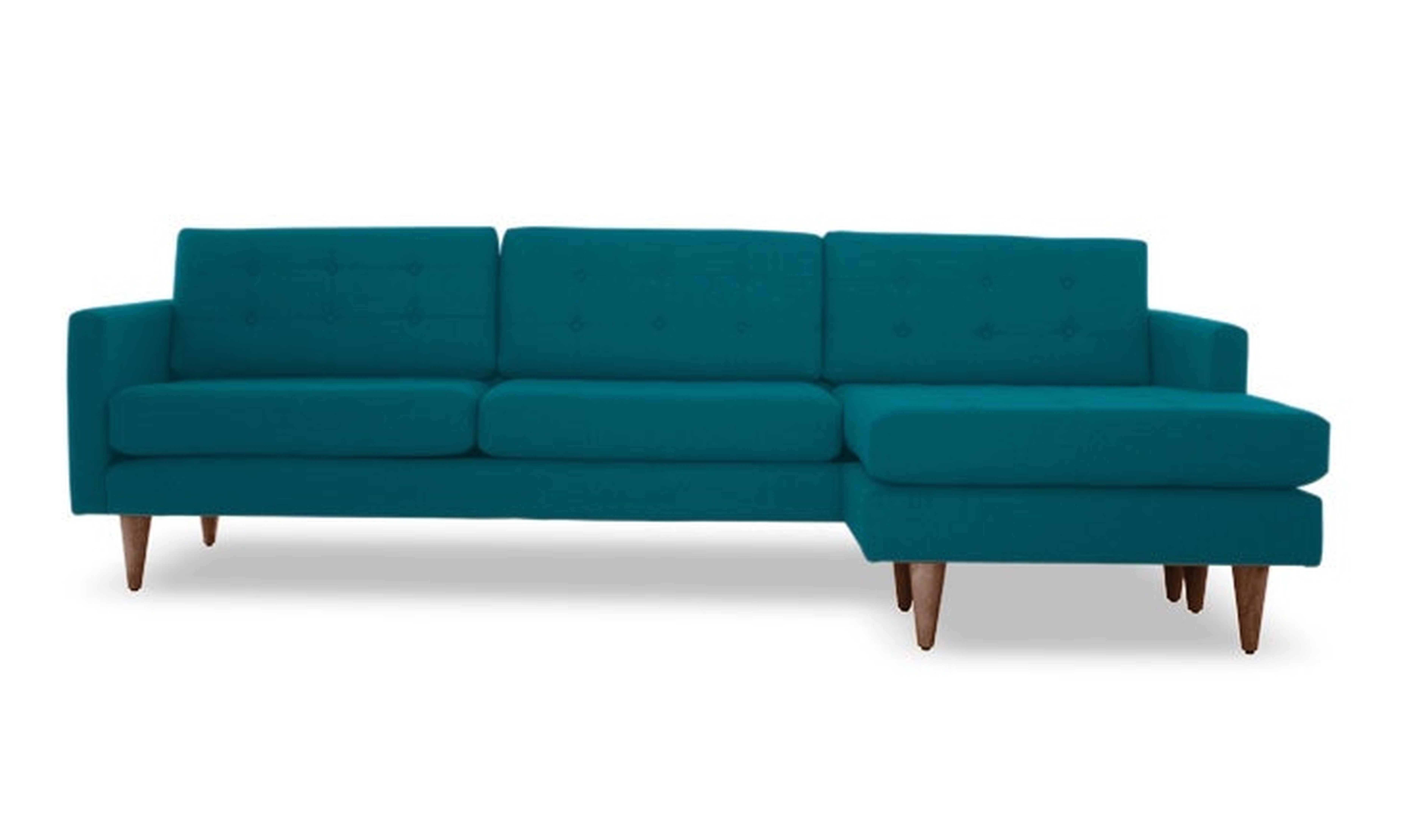 Blue Eliot Mid Century Modern Reversible Sectional - Lucky Turquoise - Mocha - Cushion not Included - Joybird