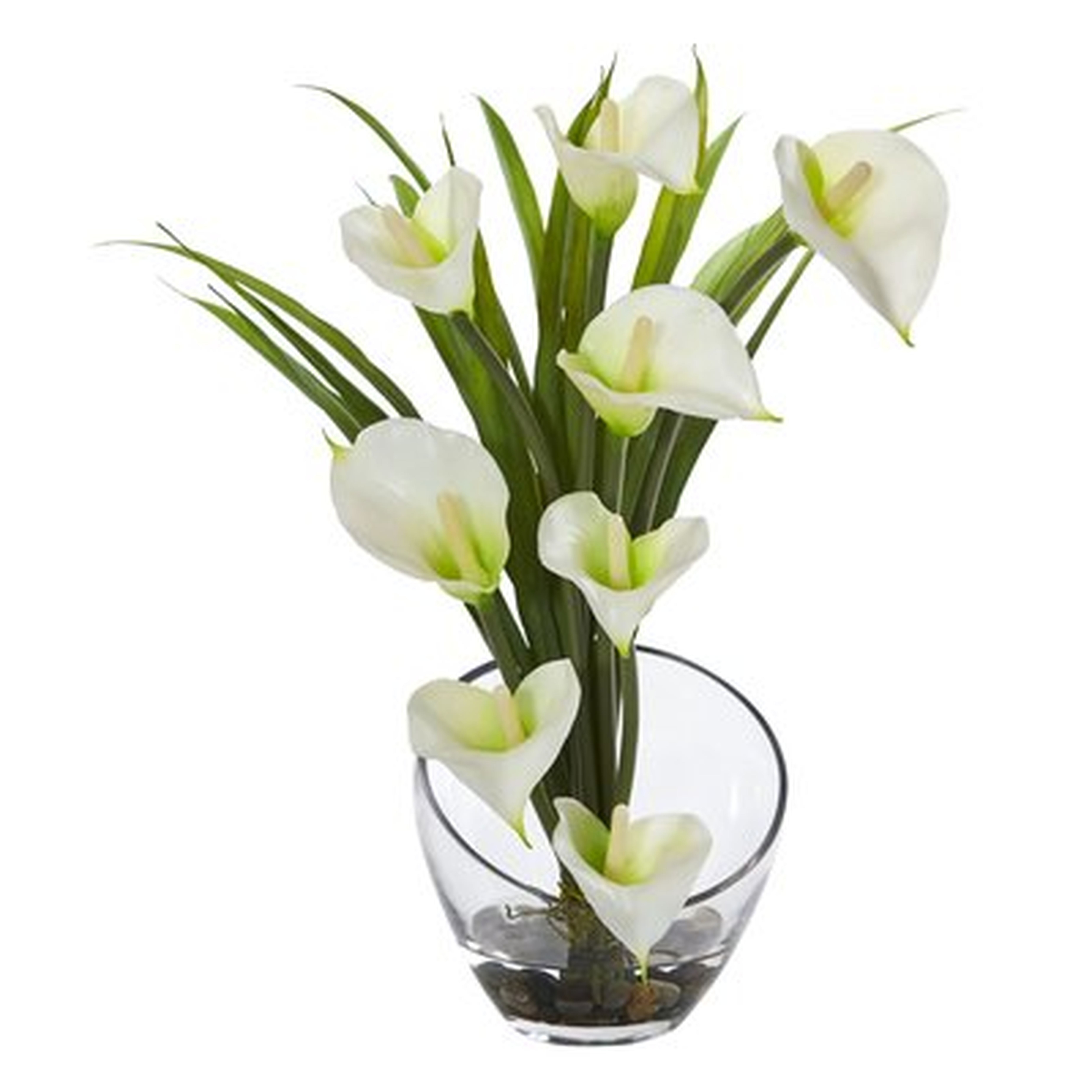 Calla Lily and Grass Artificial Floral Arrangement in Vase - Birch Lane