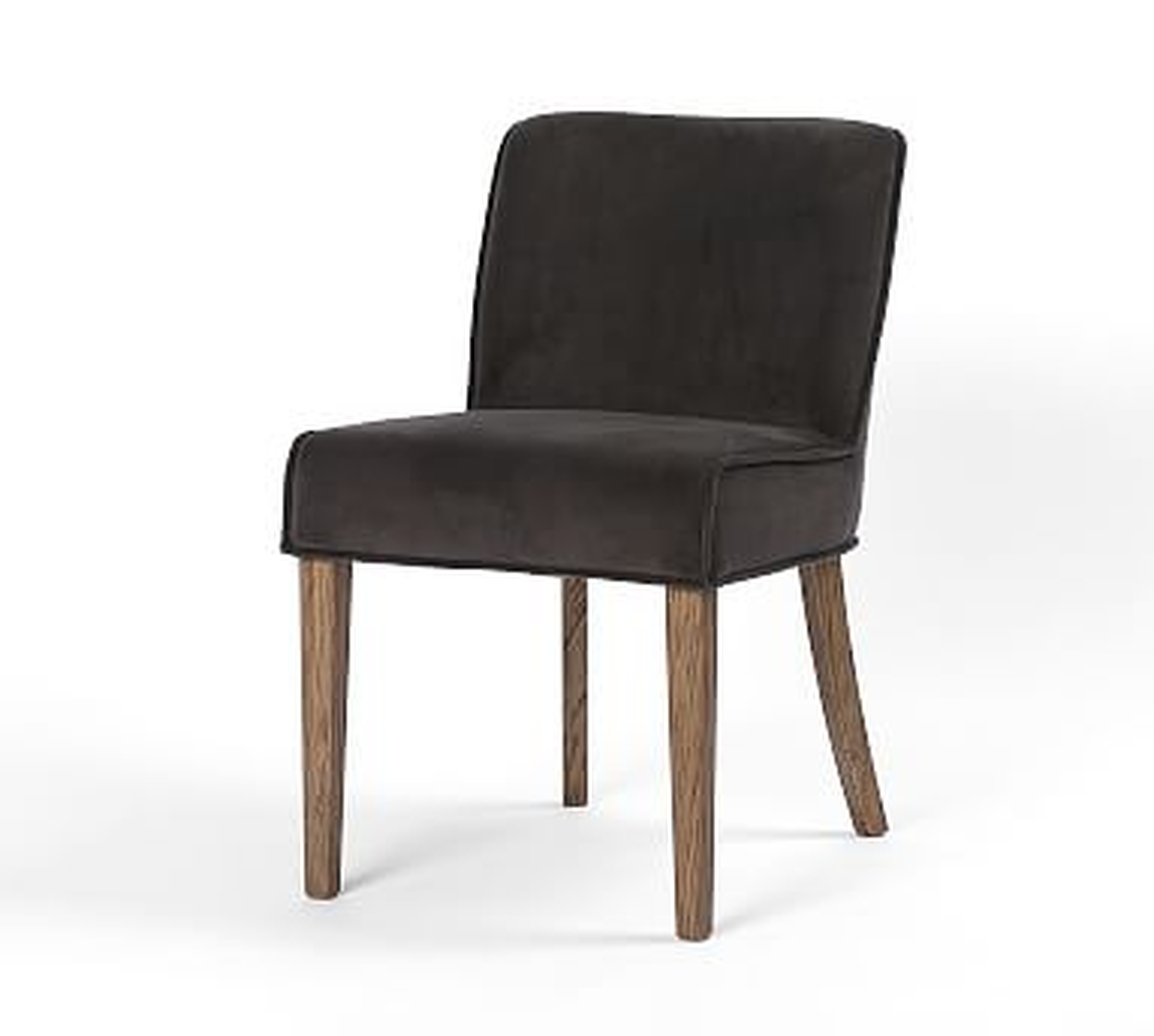 Lombard Dining Chair, Chocolate/Charcoal Velvet - Pottery Barn