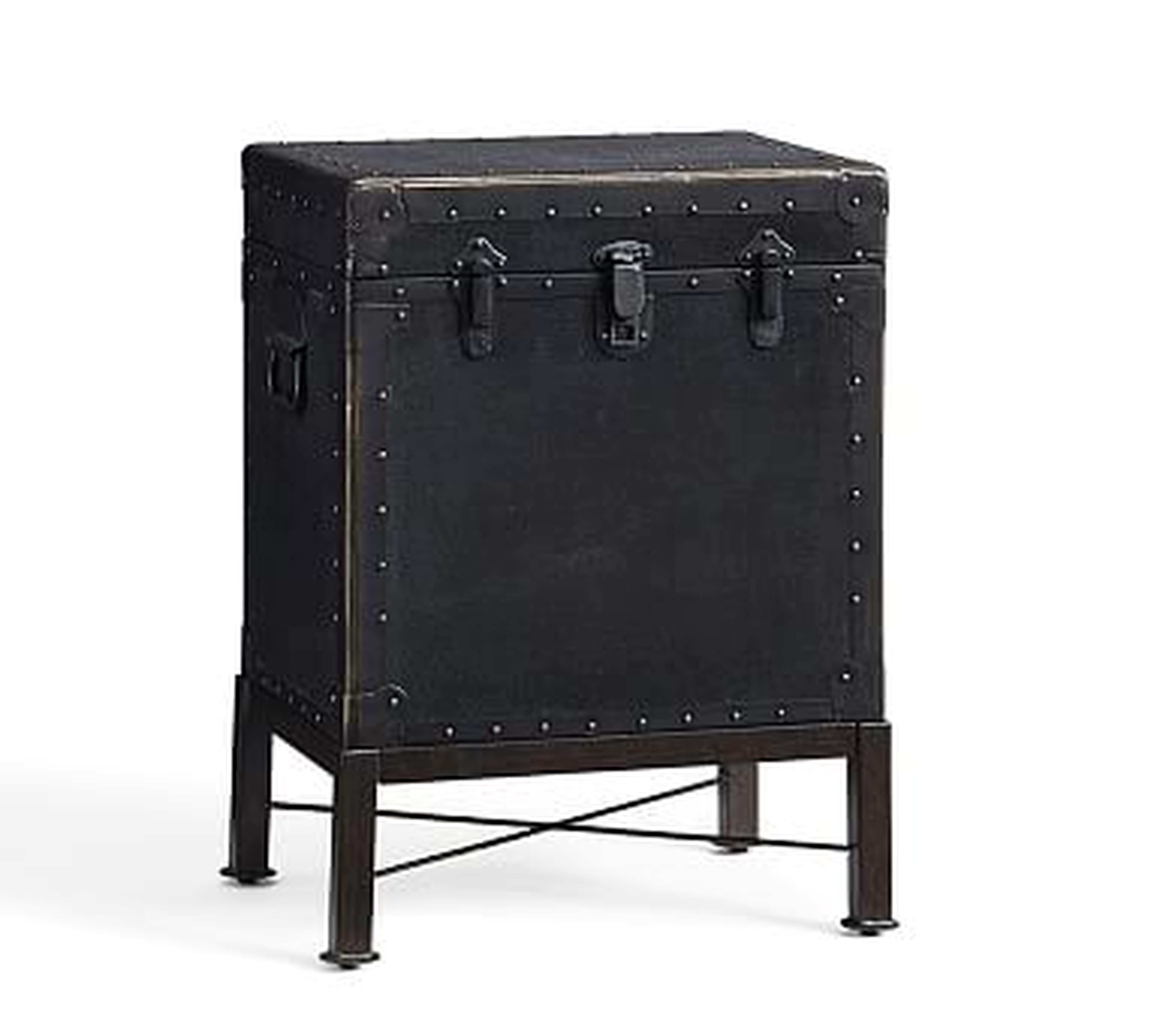 Ludlow Trunk with Stand Side Table, Black - Pottery Barn