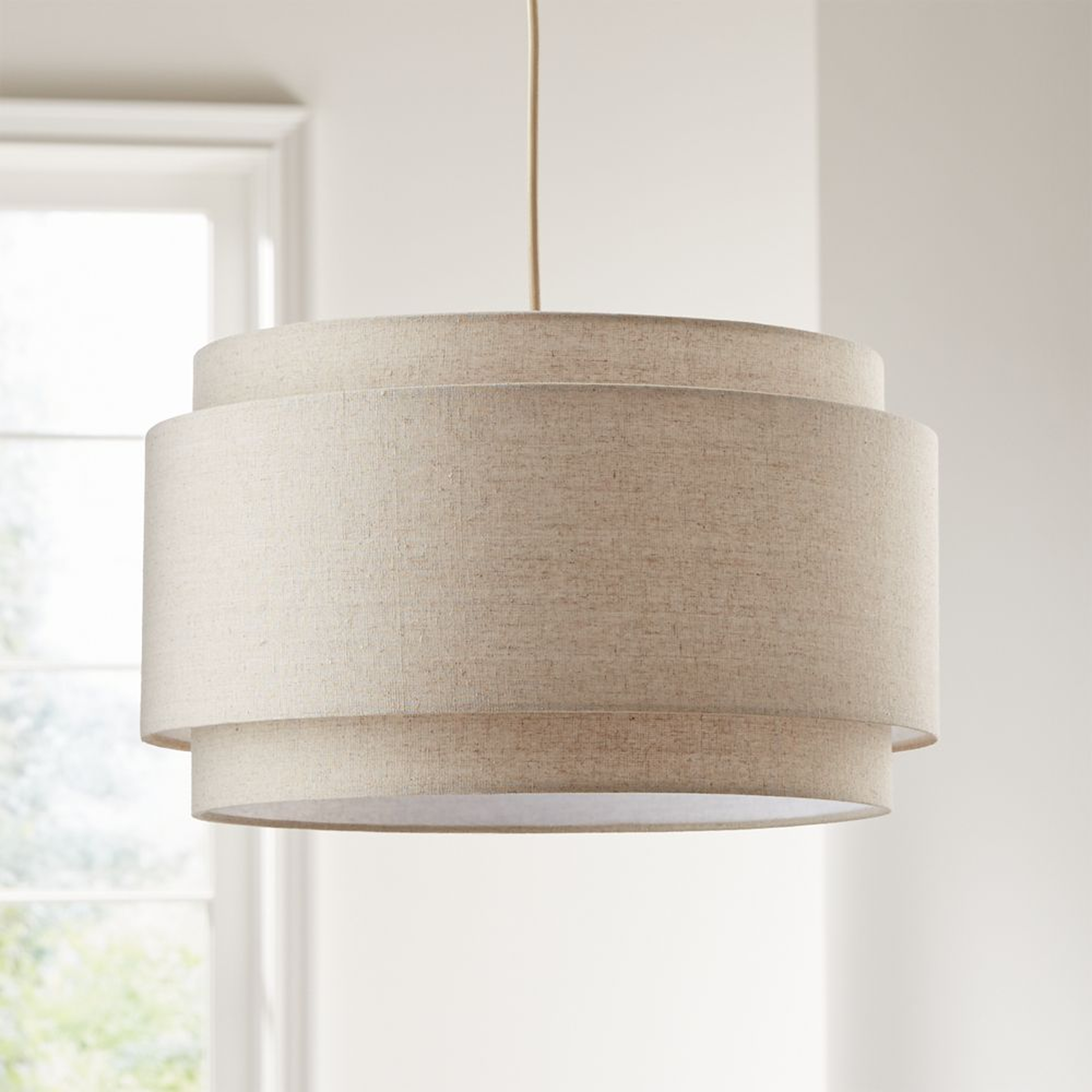 Avery Natural Linen Double Drum Pendant Light - Crate and Barrel