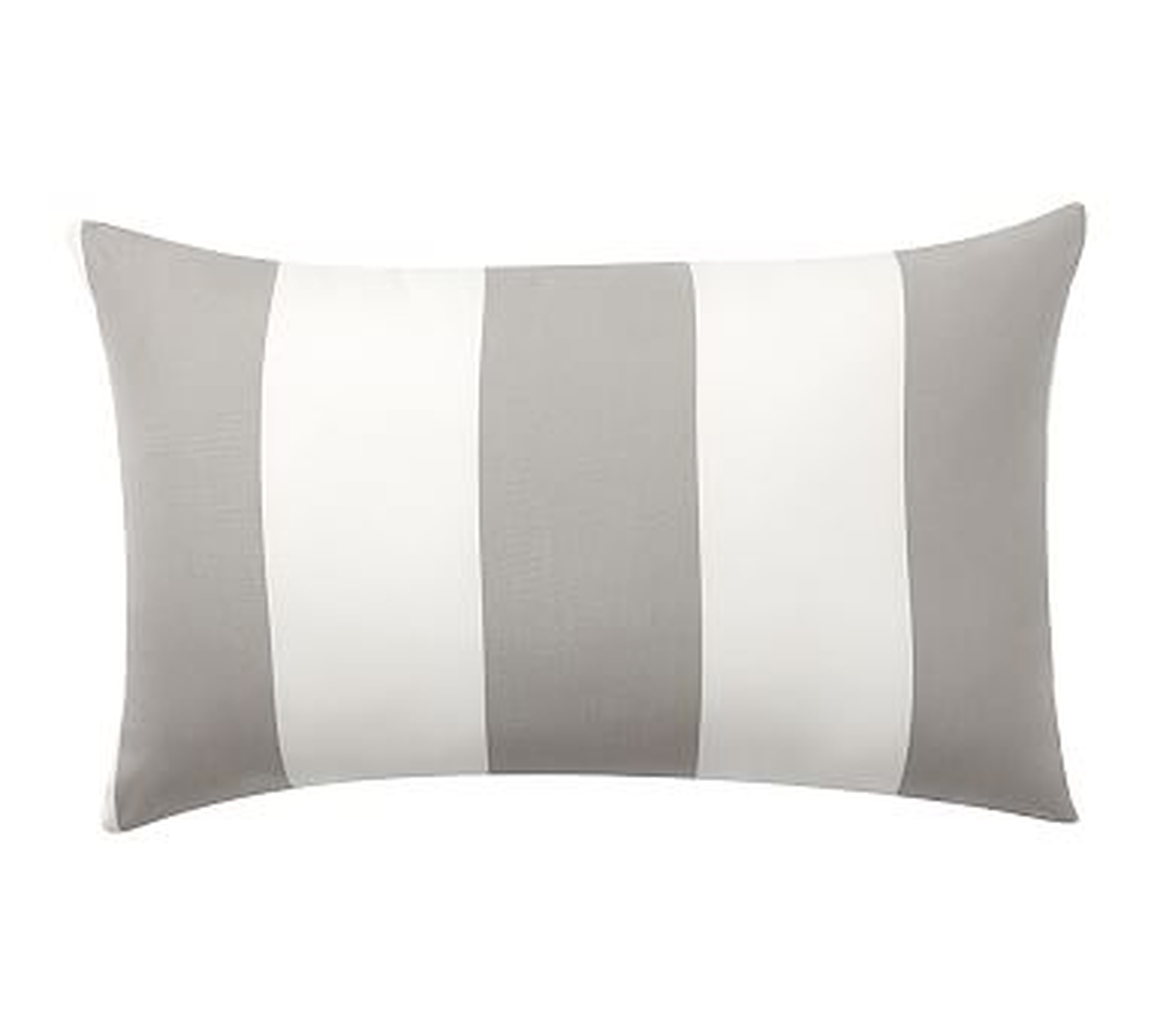 Sunbrella(R), Awning Striped Outdoor Lumbar Pillow, 16 x 24", Gray - Pottery Barn