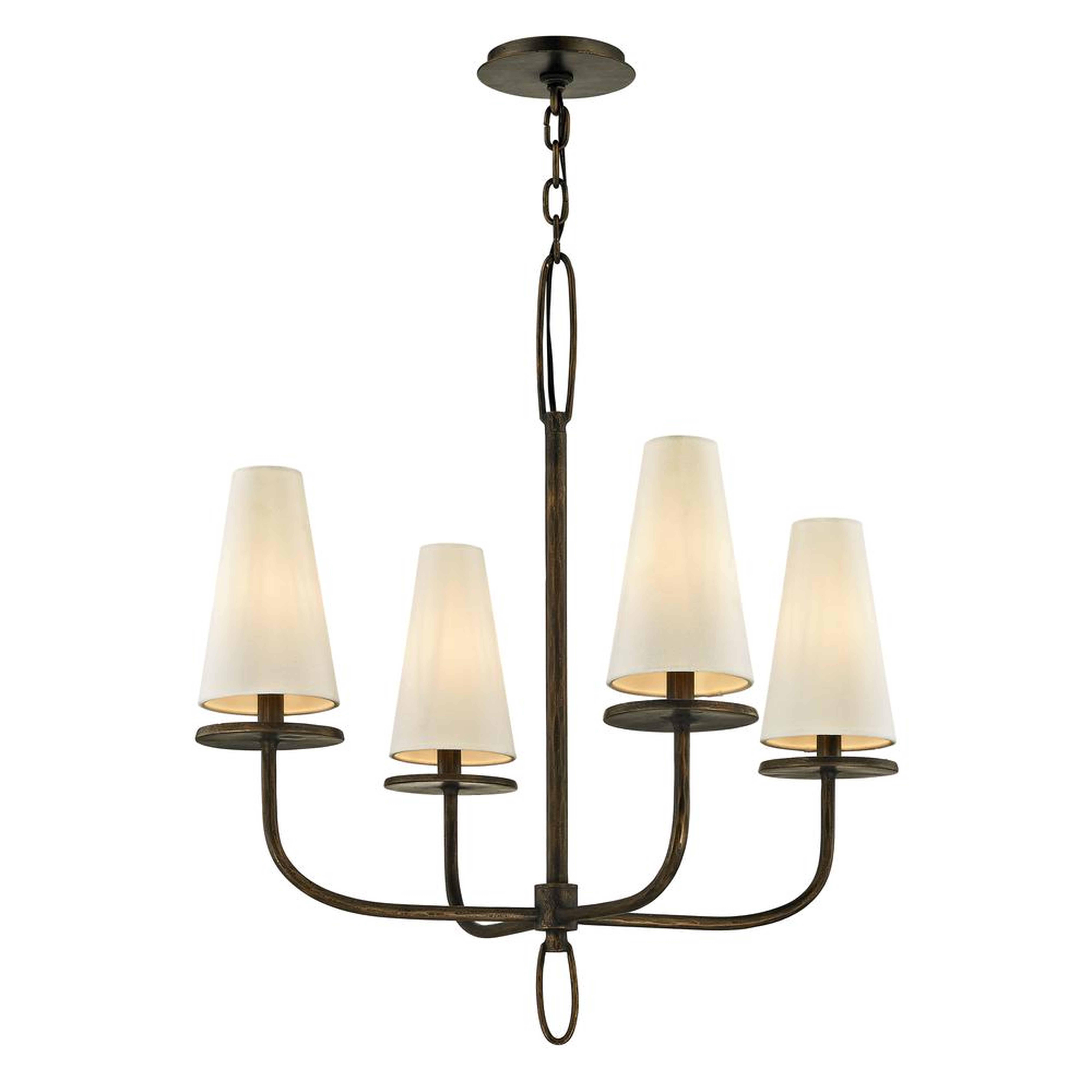 Troy Lighting Marcel 4-Light Pompeii Bronze 26 in. D Chandelier with Off-White Hardback Cotton Shade - Lamps Plus