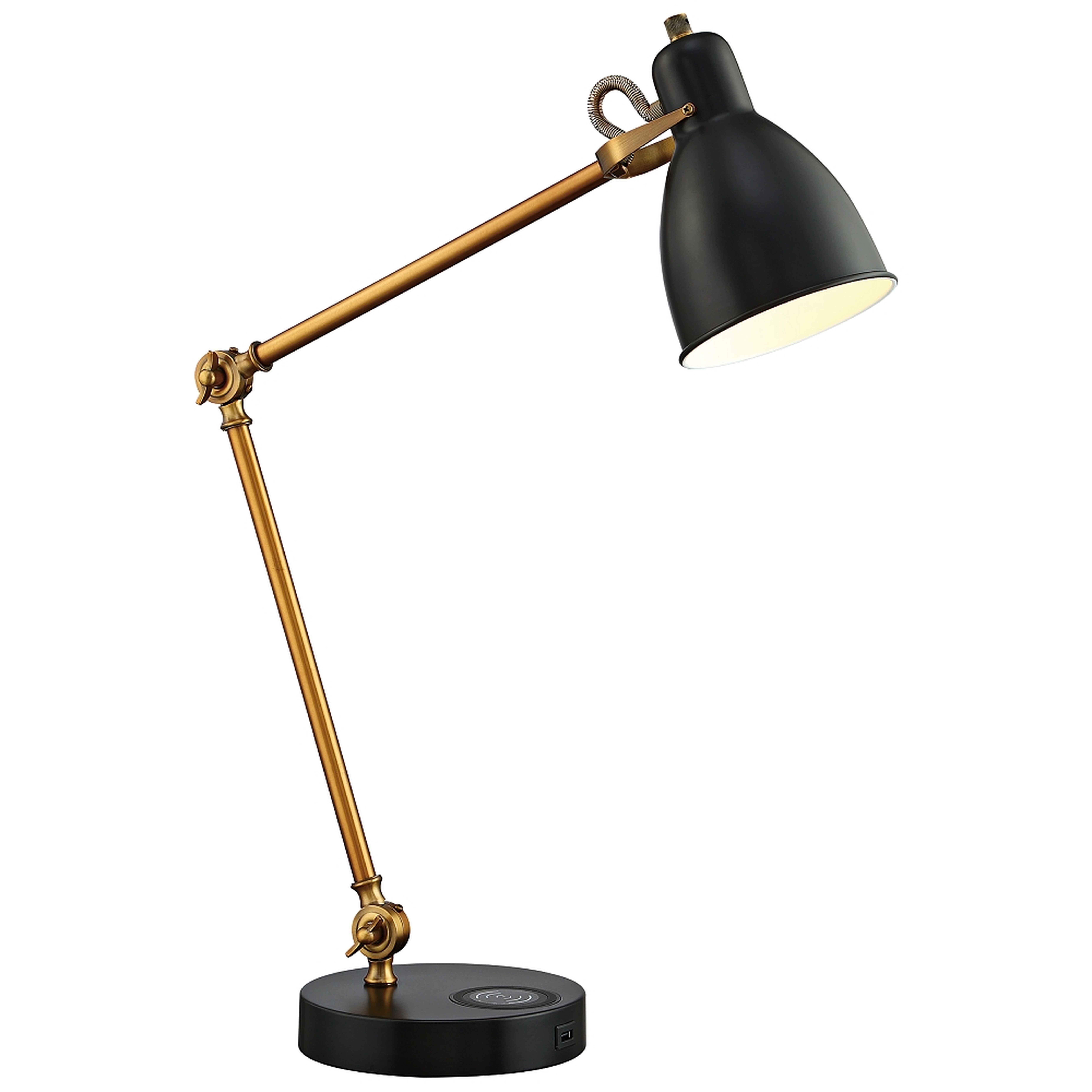 Wellington Desk Lamp with Wireless Charging and USB Port - Lamps Plus