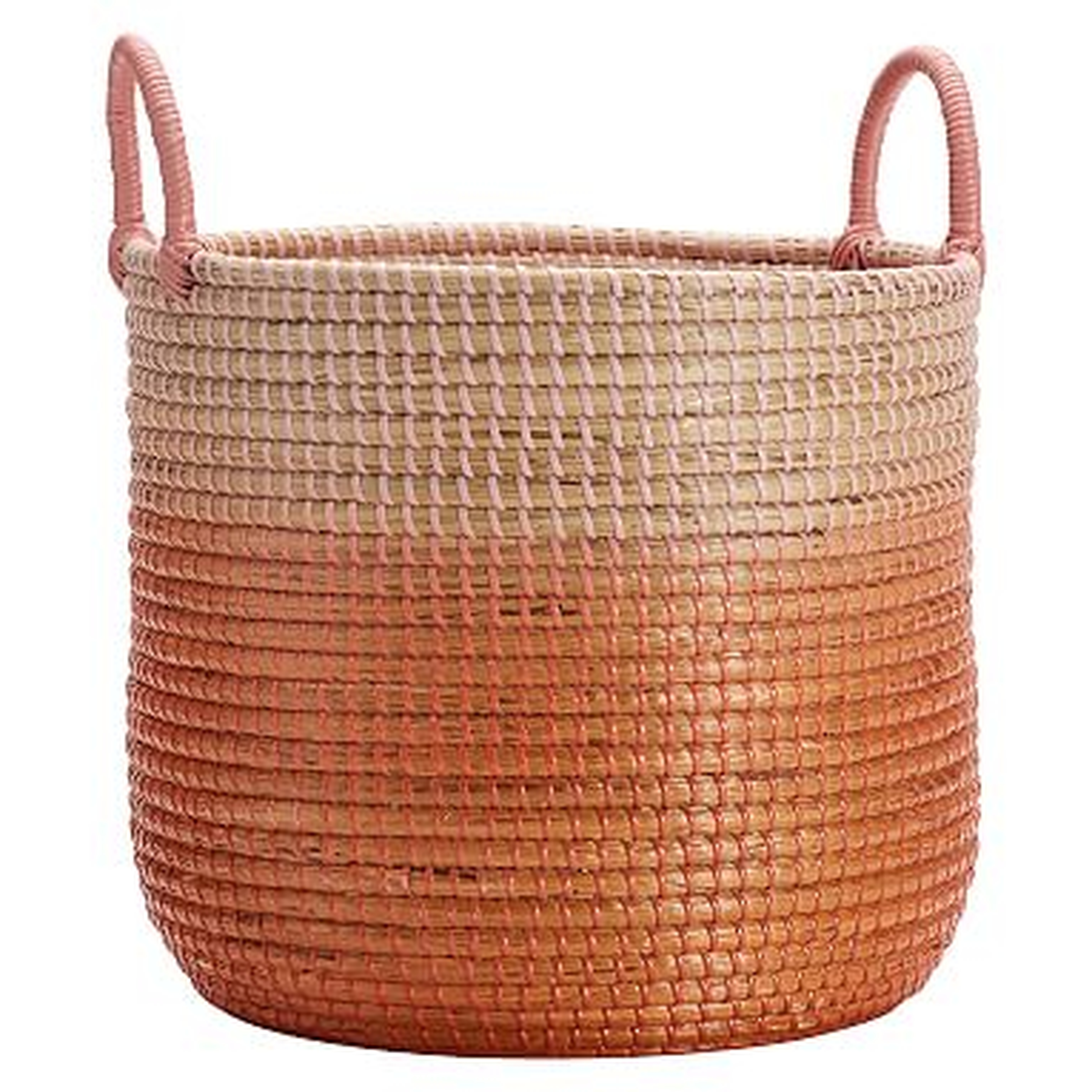 Woven Seagrass Storage Baskets, Medium, Single, Blush Ombre - Pottery Barn Teen