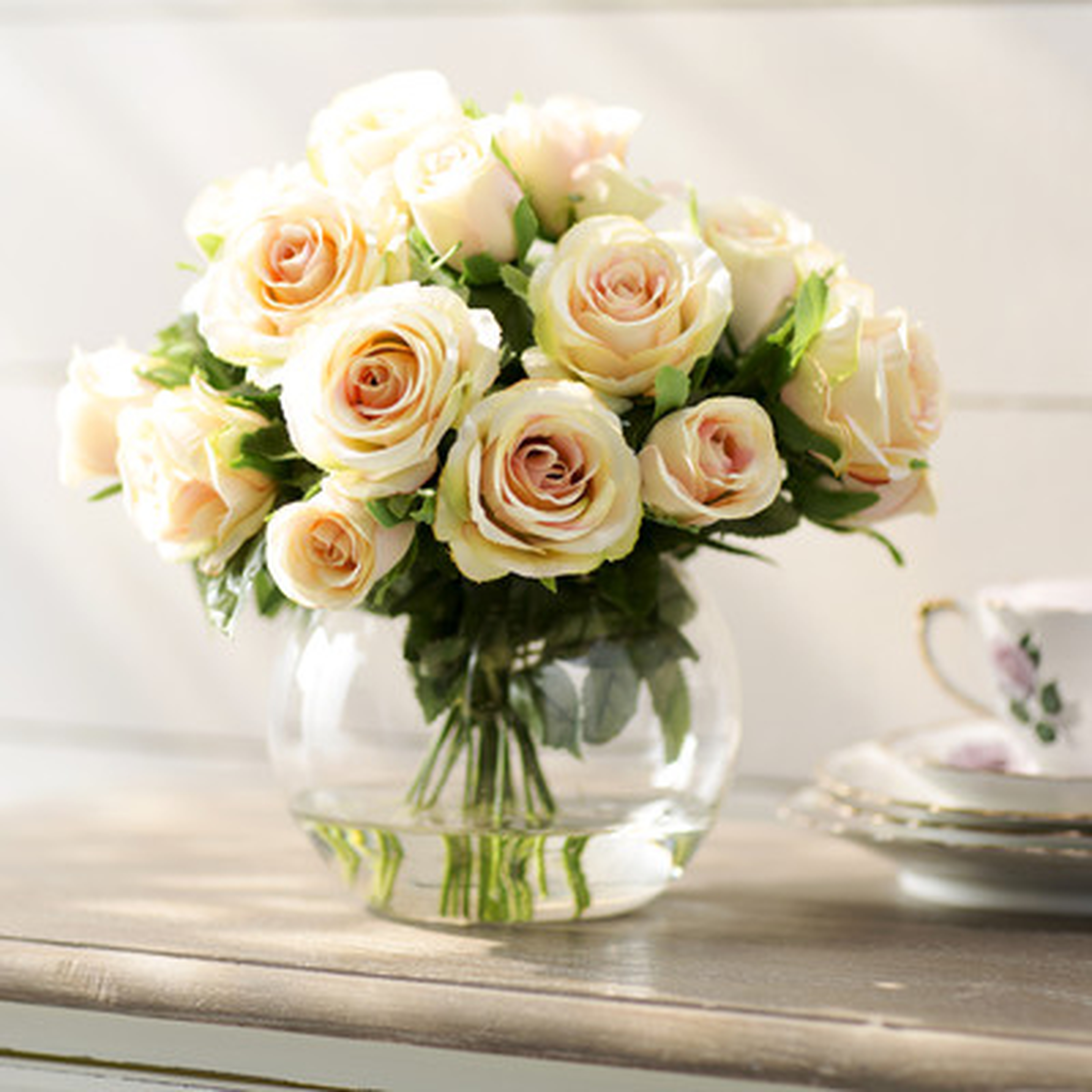 Sundhya Roses Floral Arrangement in Vase - Birch Lane