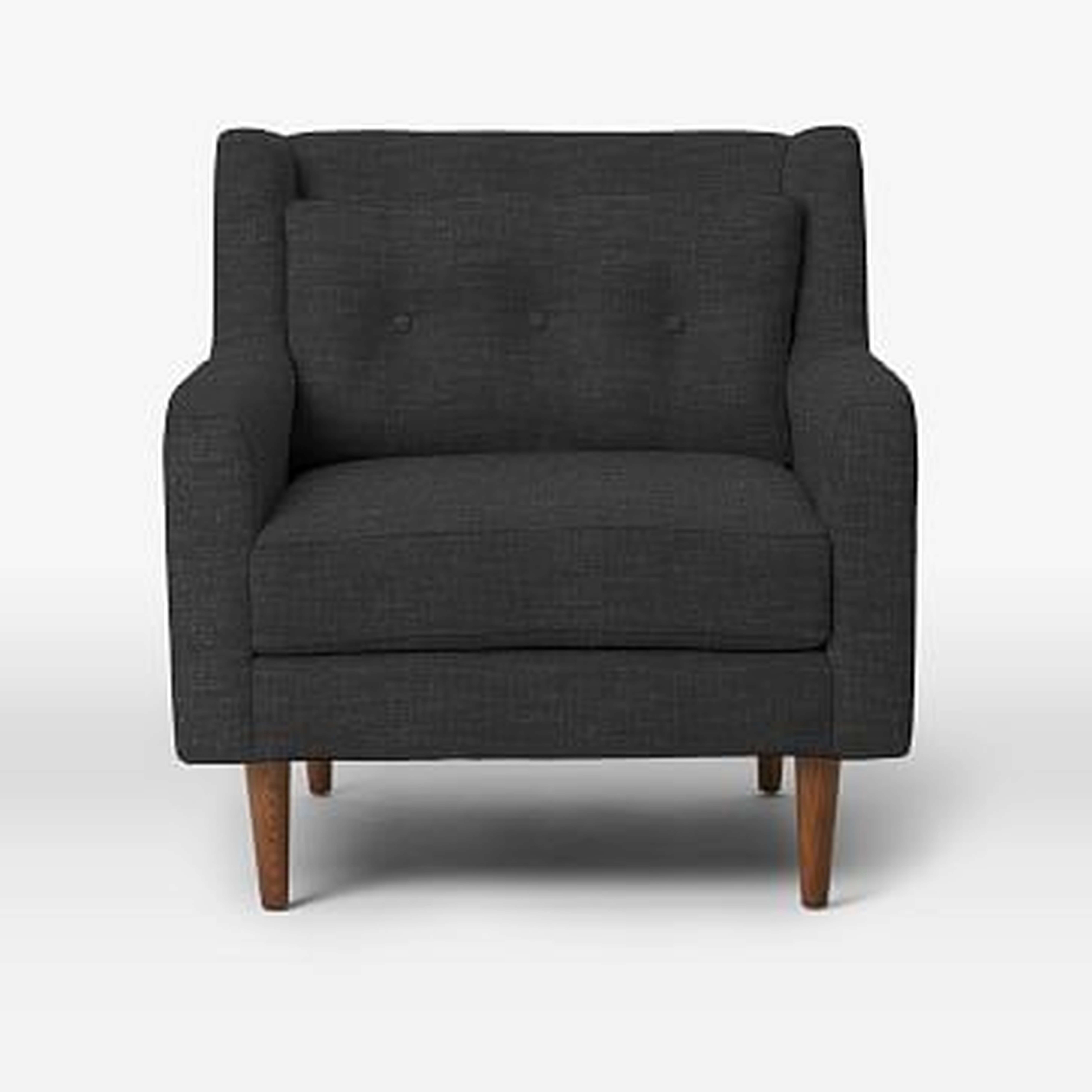 Crosby Arm Chair, Heathered Tweed, Charcoal - West Elm