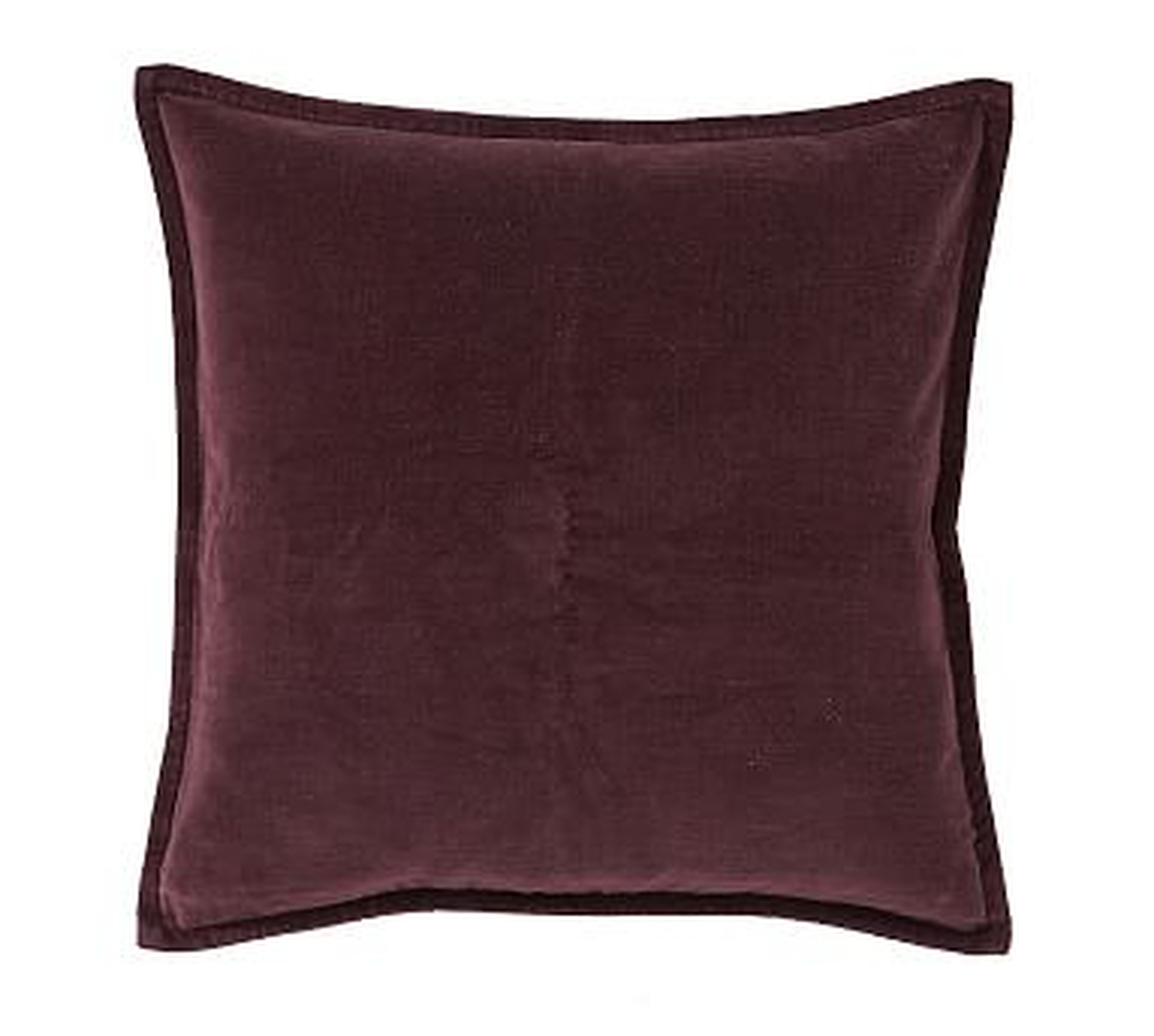 Washed Velvet Pillow Cover, 20", Plum - Pottery Barn