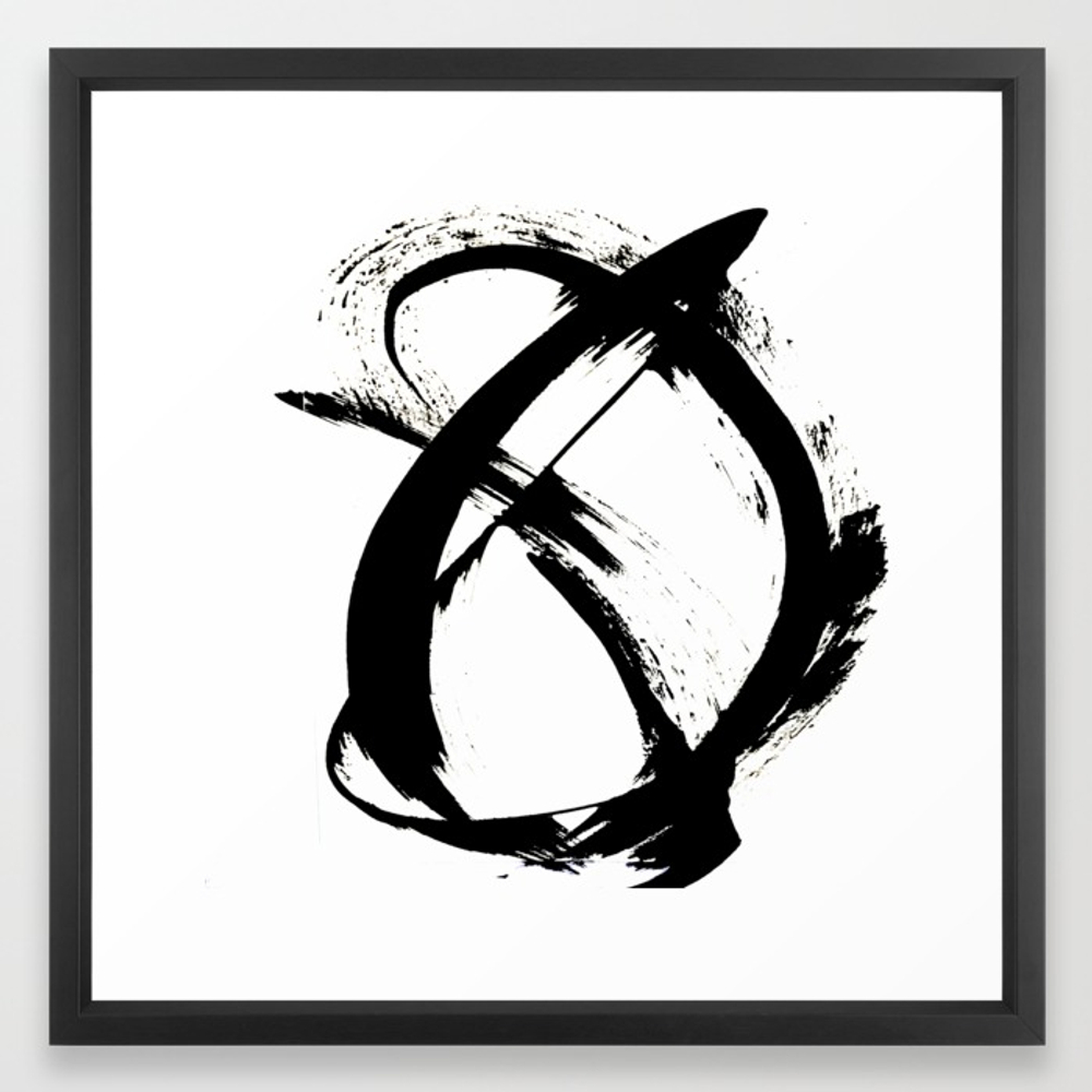 Brushstroke 7: a minimal, abstract, black and white piece Framed Art Print - Society6