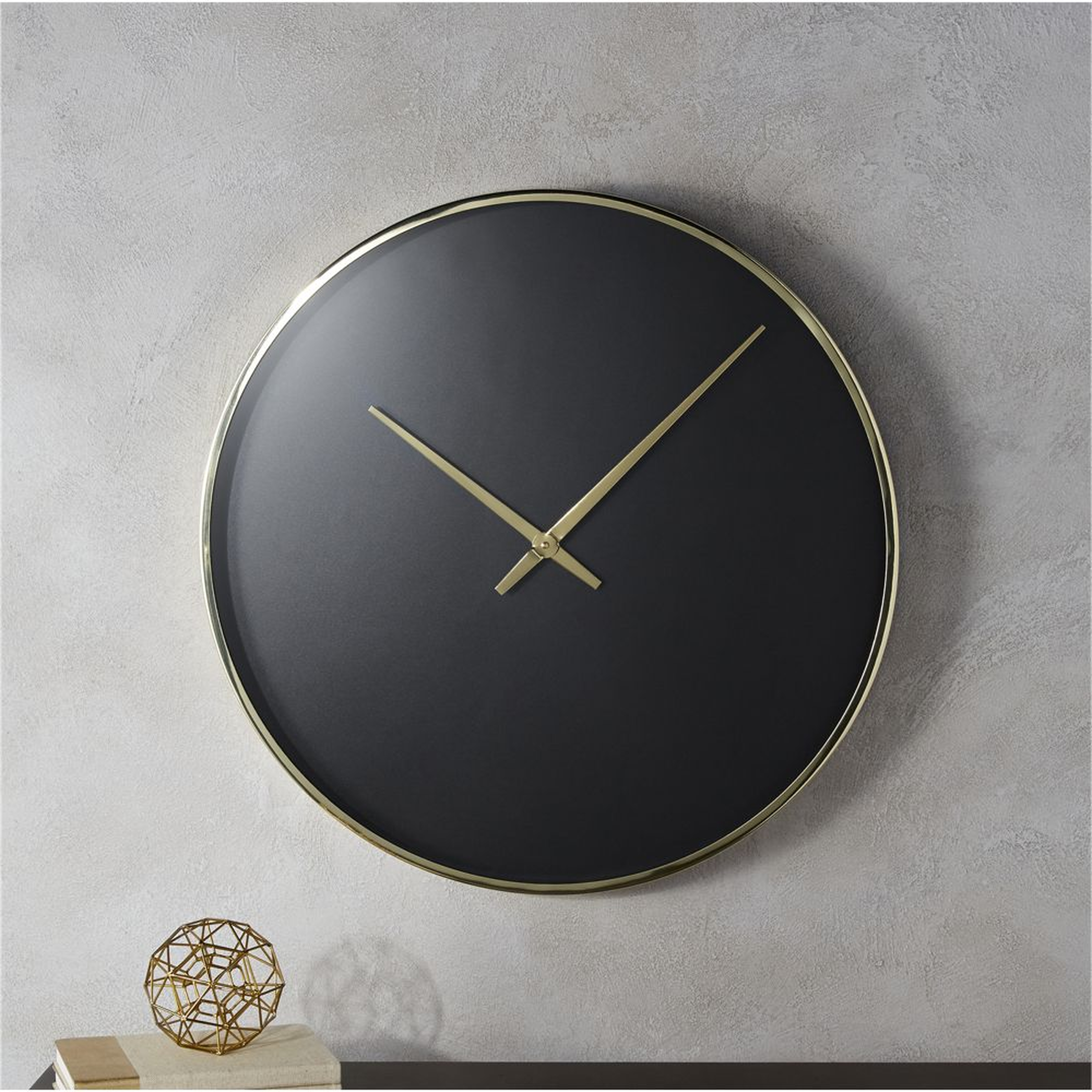 solitaire black and gold wall clock - CB2
