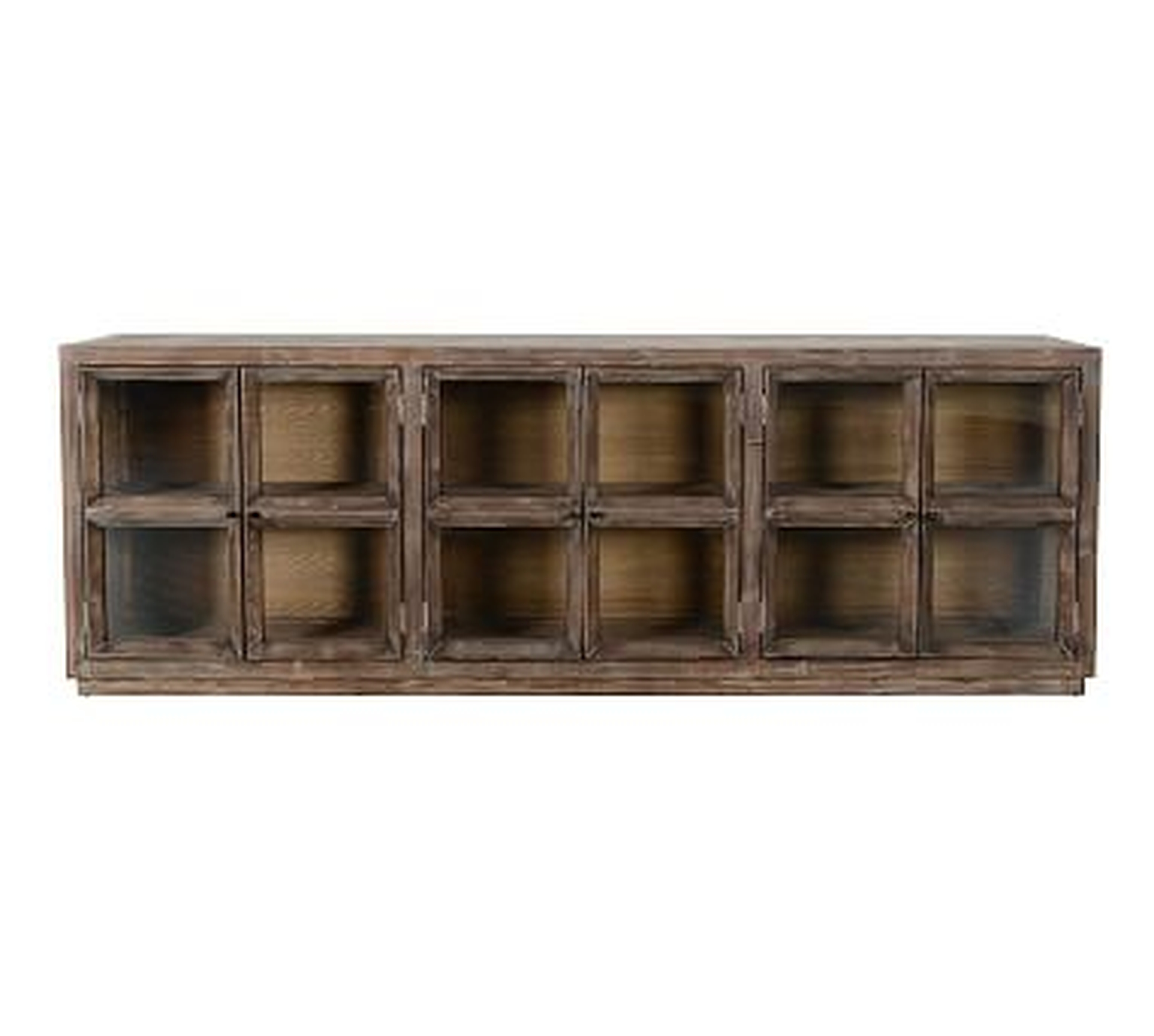 Webb Glass Media Console, Light Washed Reclaimed Pine - Pottery Barn