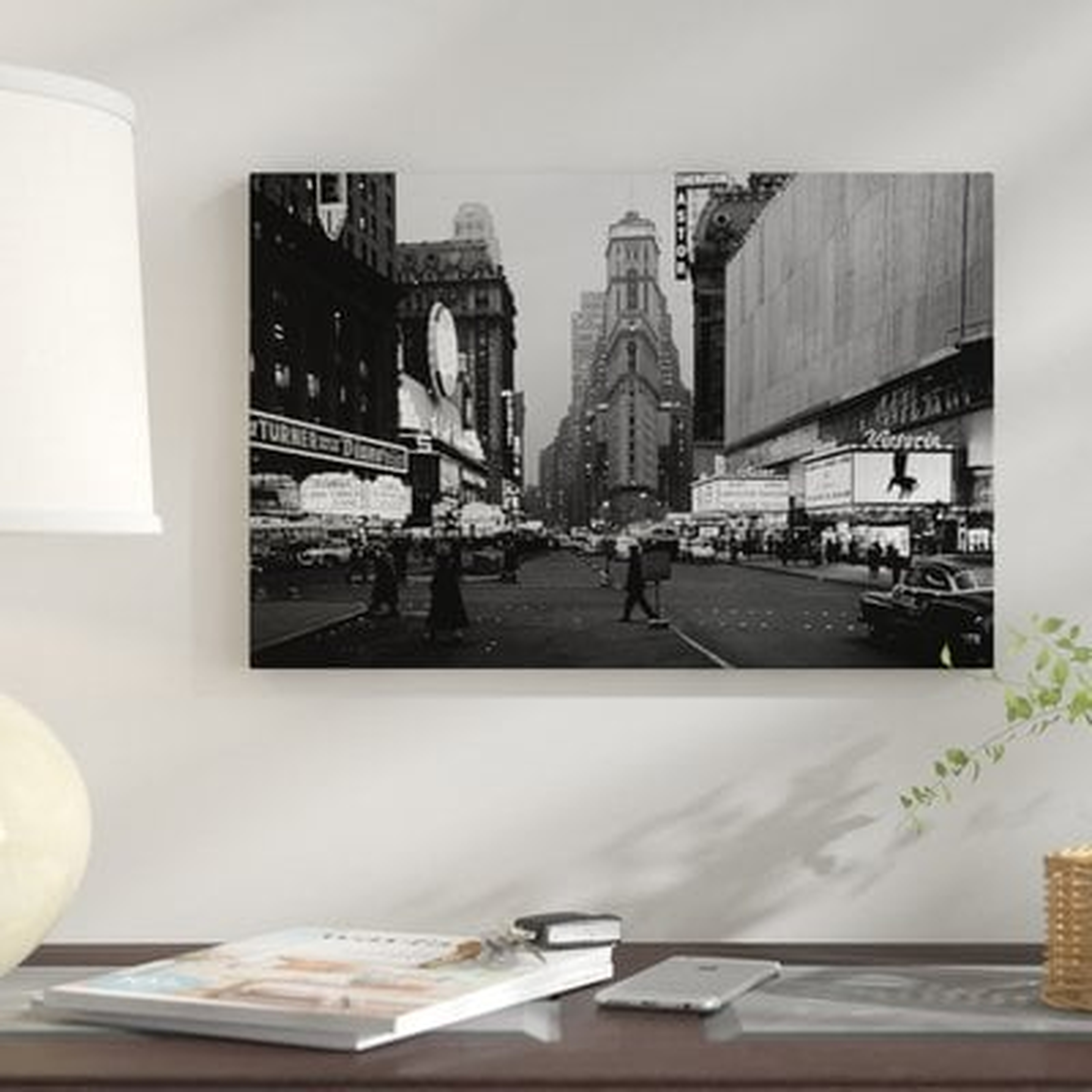 '1950s Night Times Square Looking South from Duffy Square to NY Times Building Movie Marquees New York City NY USA' Photographic Print on Wrapped Canvas - Wayfair