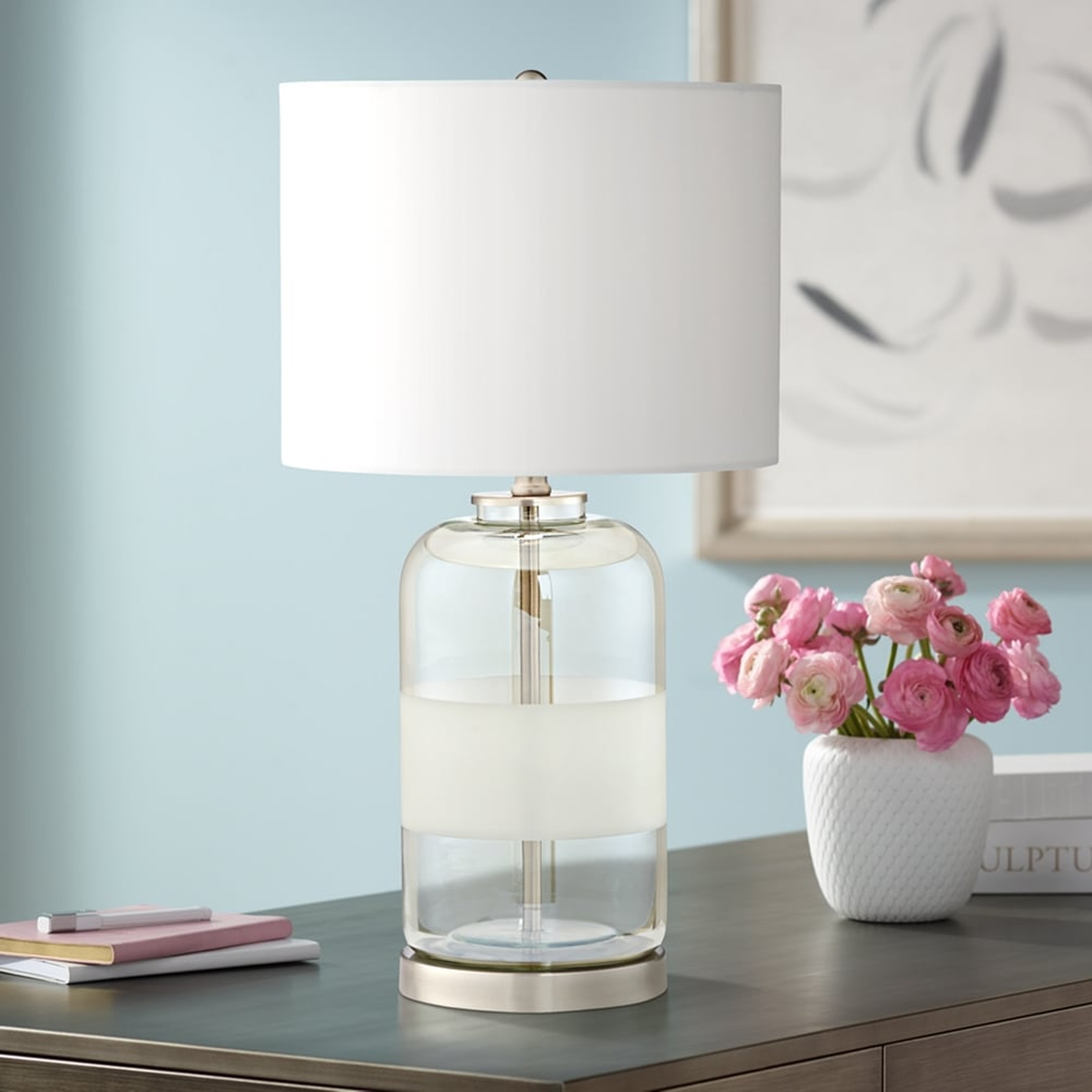 Kathy Ireland Moderne Sandblast Texture Glass Table Lamp - Style # 55T80 - Lamps Plus