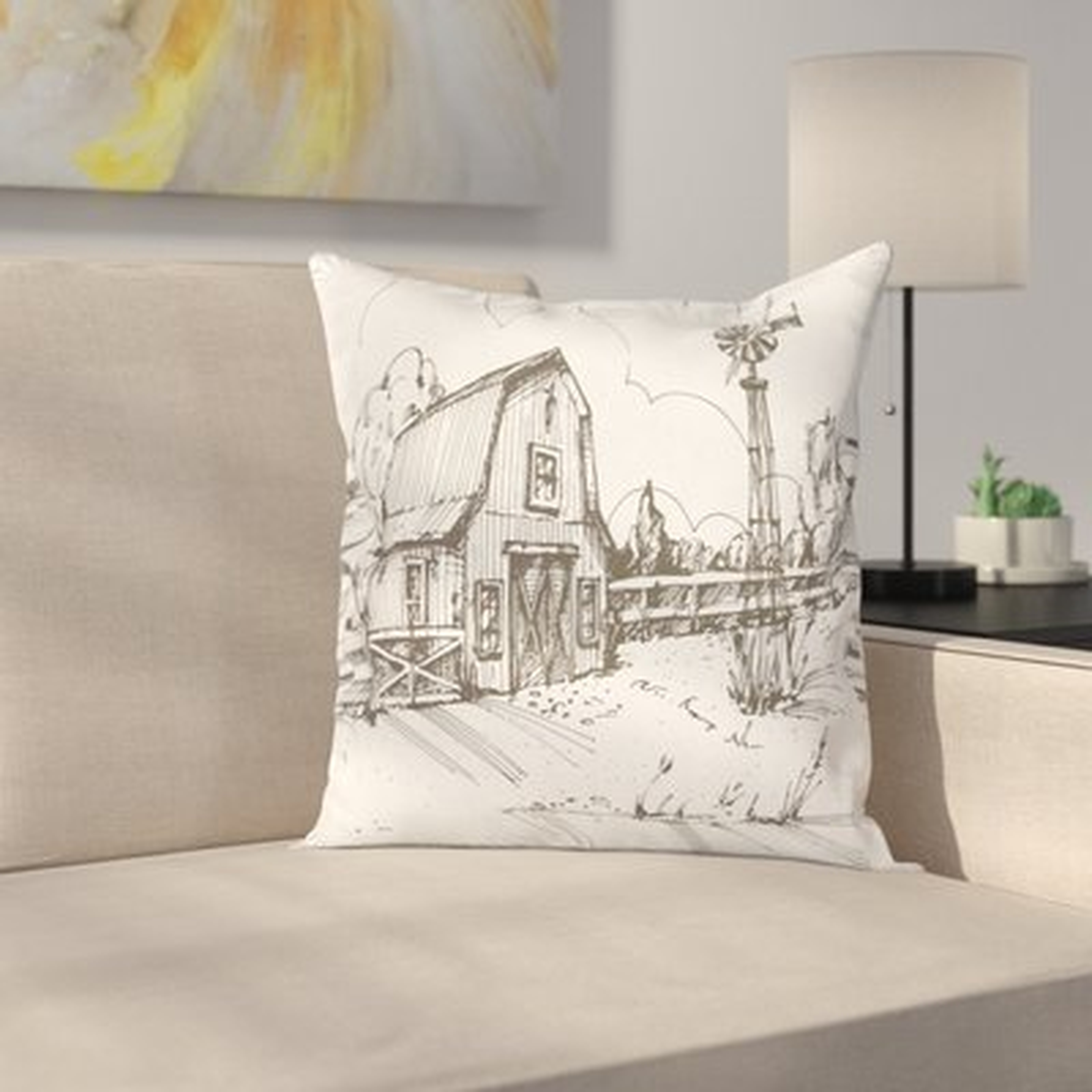 Windmill Decor Rustic Farmhouse Square Pillow Cover - Wayfair