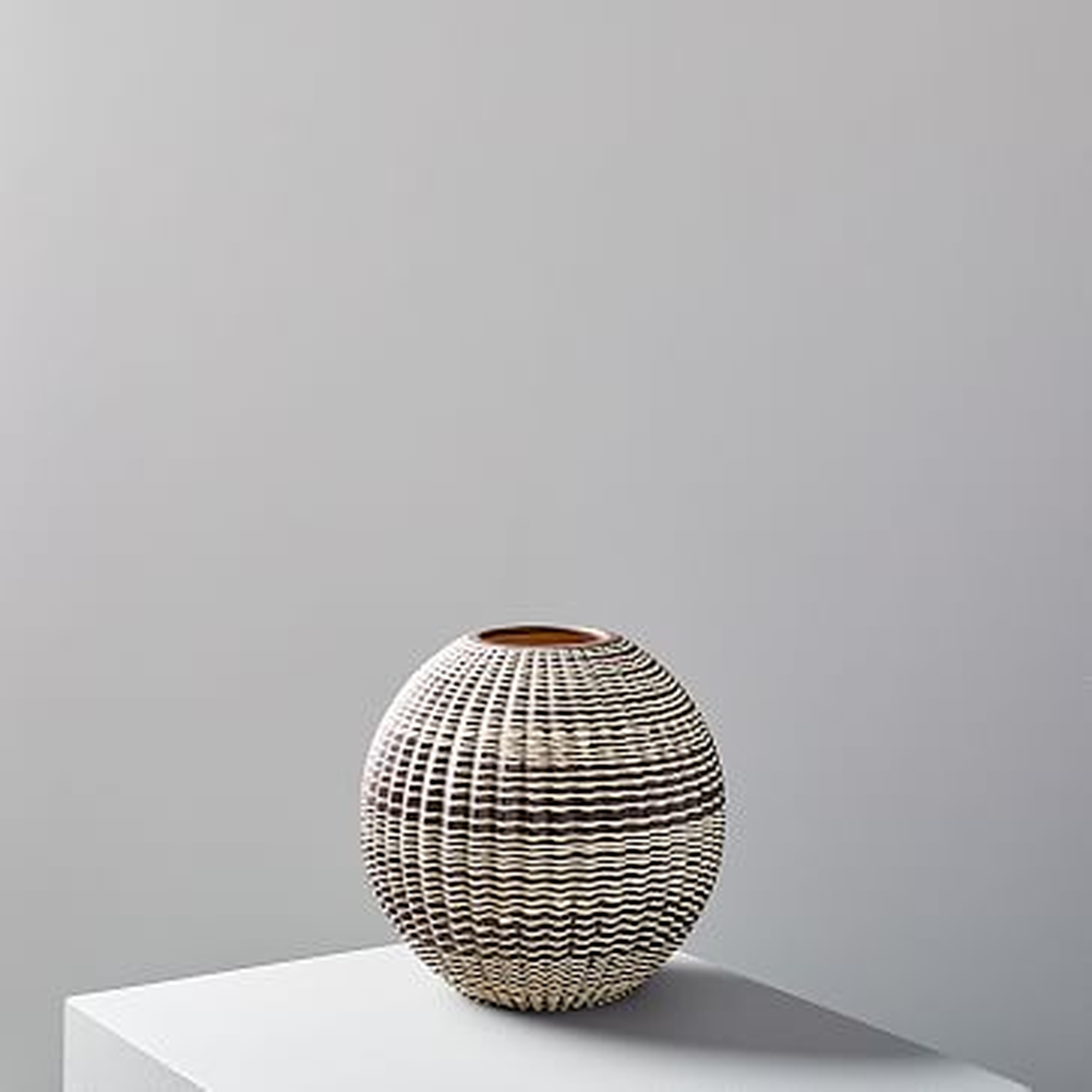 Carved Ceramic Vase, Short, 9.5" - West Elm
